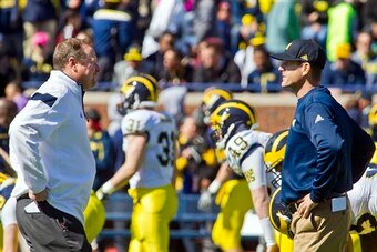 Harbaugh hasn't coached one regular-season at Michigan, but he's winning anyway, according to some.