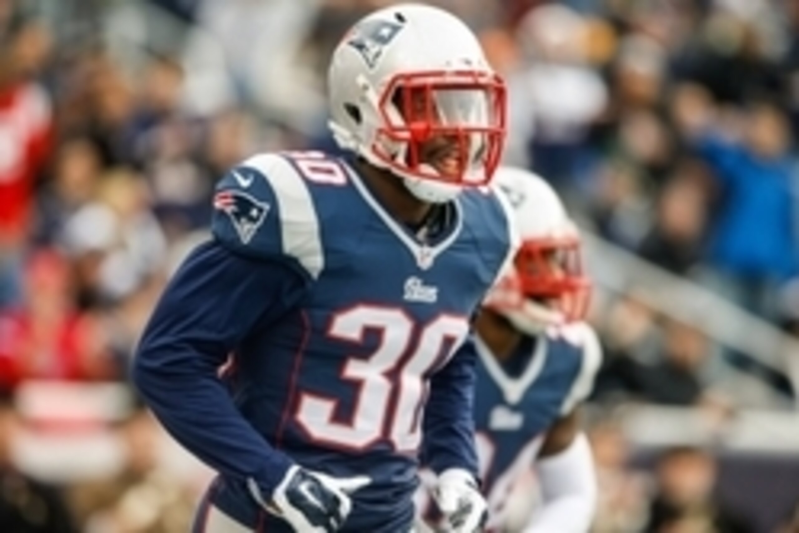 Dec 28, 2014; Foxborough, MA, USA; New England Patriots strong safety Duron Harmon (30) against the Buffalo Bills in the first half at Gillette Stadium. Buffalo Bills defeated the Patriots 17-9. Mandatory Credit: David Butler II-USA TODAY Sports