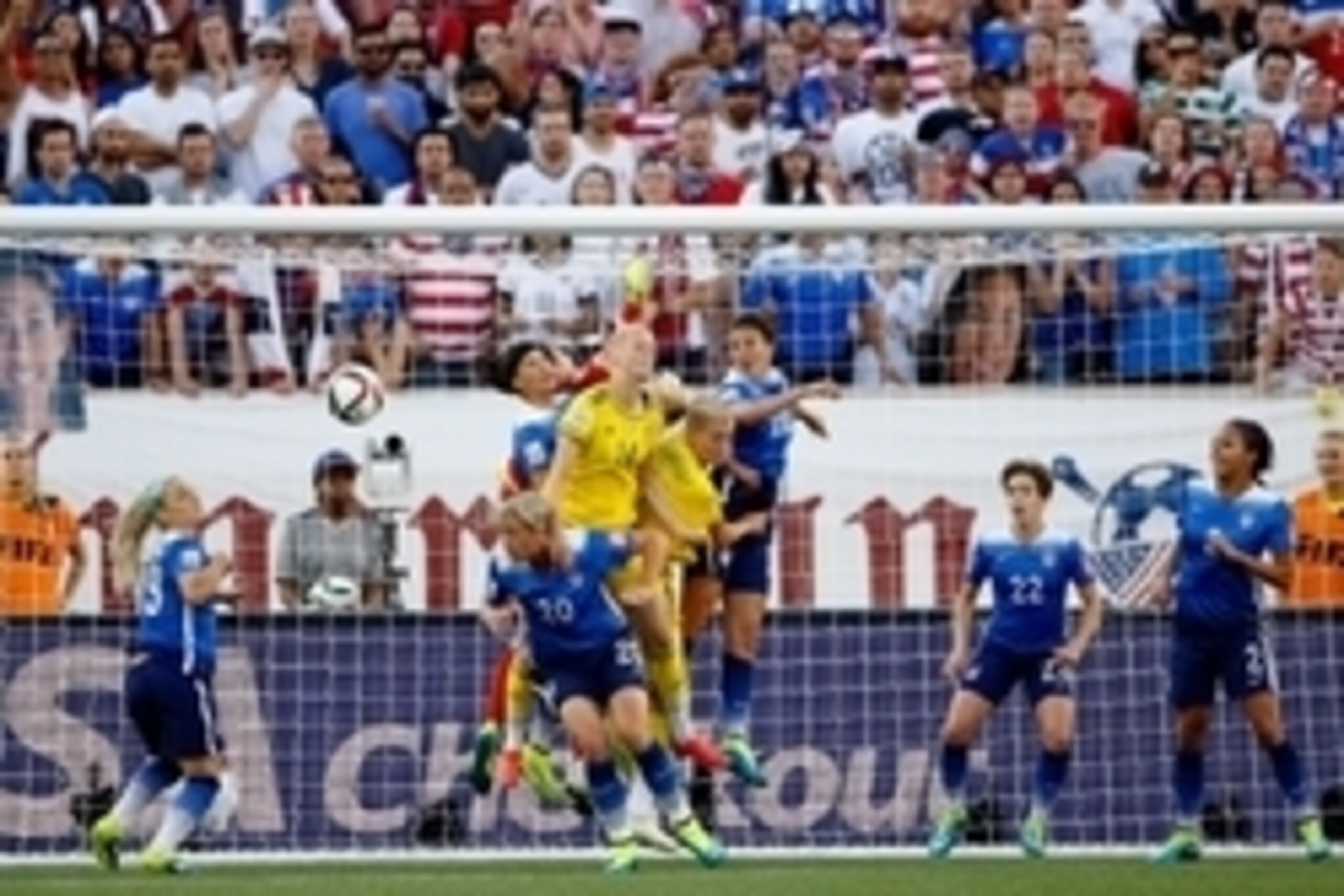 Jun 12, 2015; Winnipeg, Manitoba, CAN; United States defender Alex Krieger (left) and forward Abby Wambach (center) and midfielder Carli Lloyd (right) defend Sweden defender Amanda Ilestedt (center) and defender Linda Sembrant (3 in a Group D soccer match