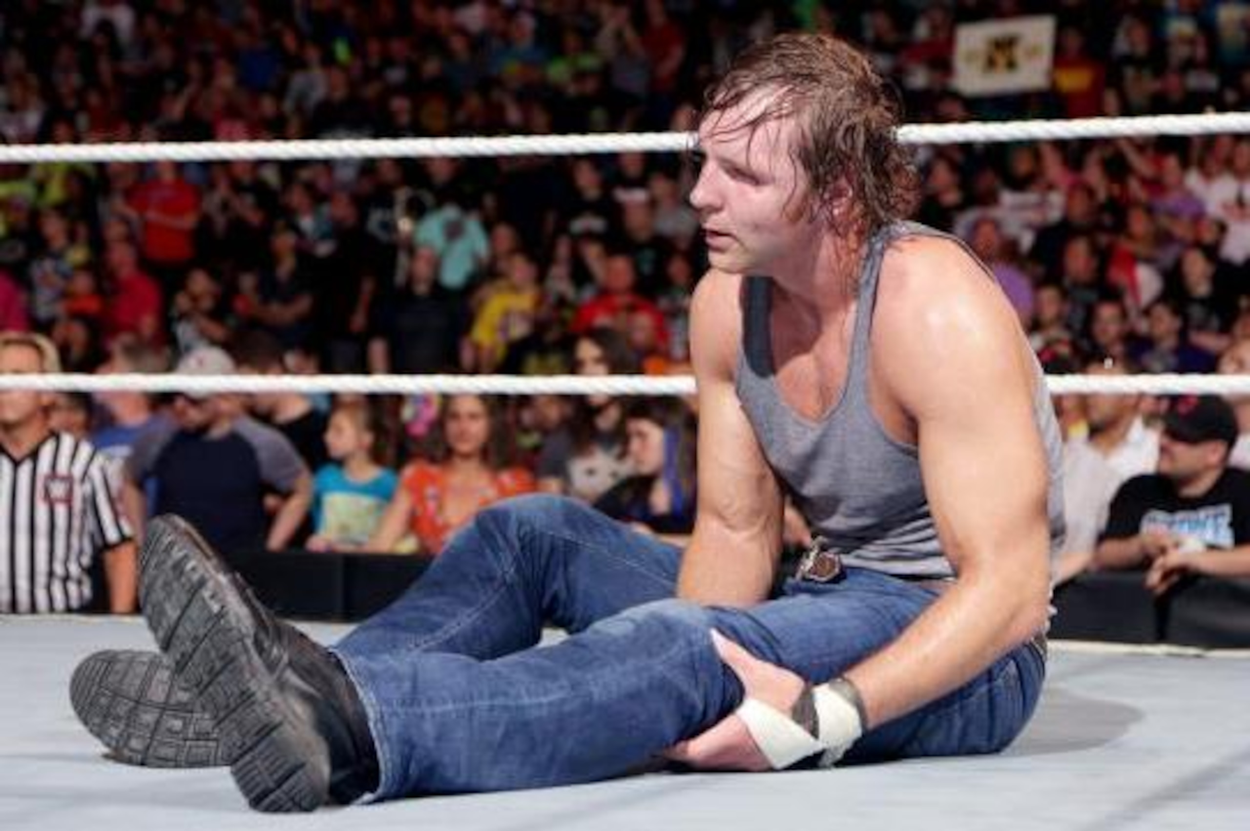 Dean Ambrose after his loss at Money in the Bank. Dean Ambrose after his loss at Money in the Bank.