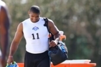 Mar 22, 2015; Tempe, AZ, USA; Defensive end Michael Sam (11) heads to the field prior to participating in drills during the NFL Veteran Combine at the Arizona Cardinals training facility. Mandatory Credit: Mark J. Rebilas-USA TODAY Sports
