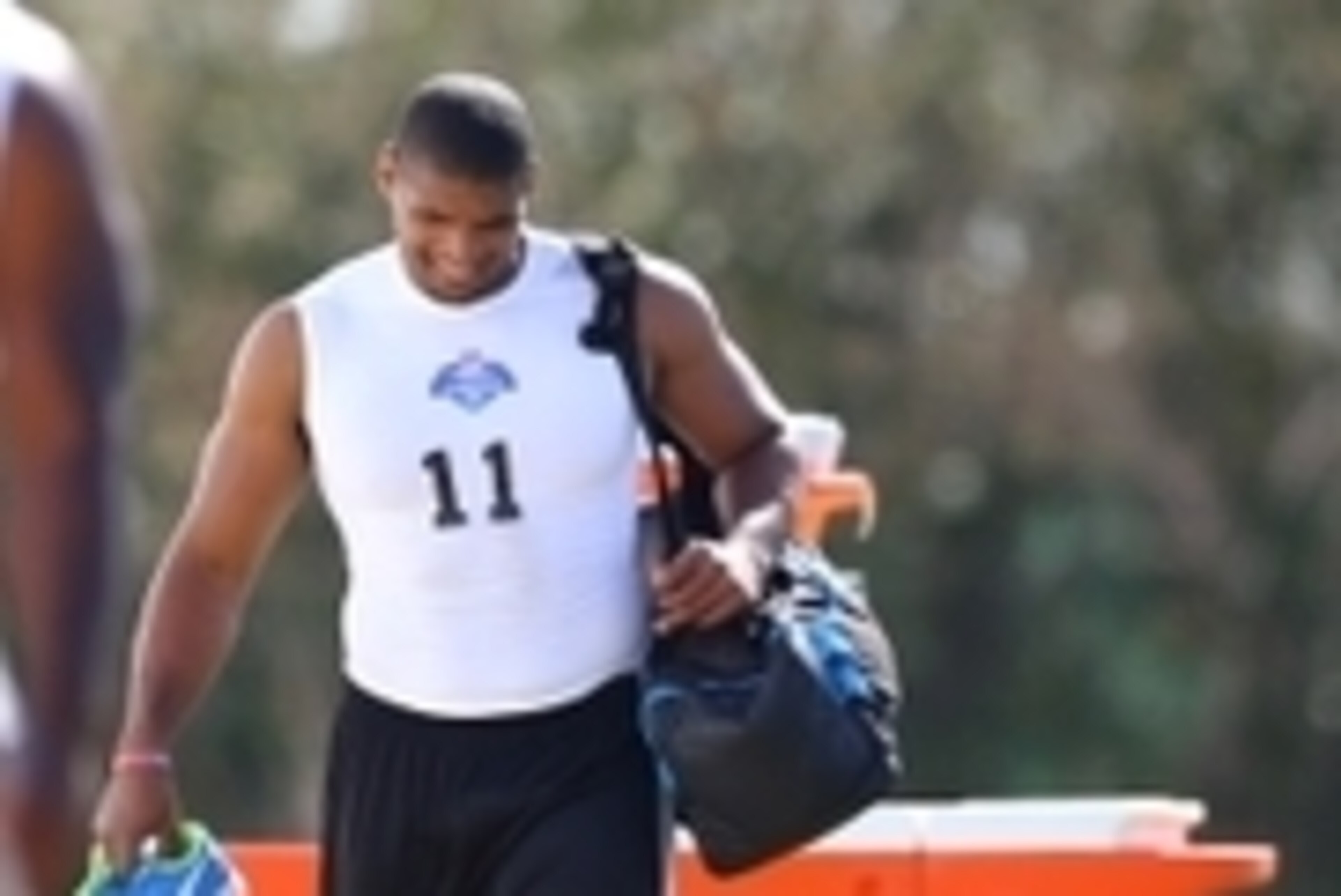 Mar 22, 2015; Tempe, AZ, USA; Defensive end Michael Sam (11) heads to the field prior to participating in drills during the NFL Veteran Combine at the Arizona Cardinals training facility. Mandatory Credit: Mark J. Rebilas-USA TODAY Sports Mar 22, 2015; Tempe, AZ, USA; Defensive end Michael Sam (11) heads to the field prior to participating in drills during the NFL Veteran Combine at the Arizona Cardinals training facility. Mandatory Credit: Mark J. Rebilas-USA TODAY Sports