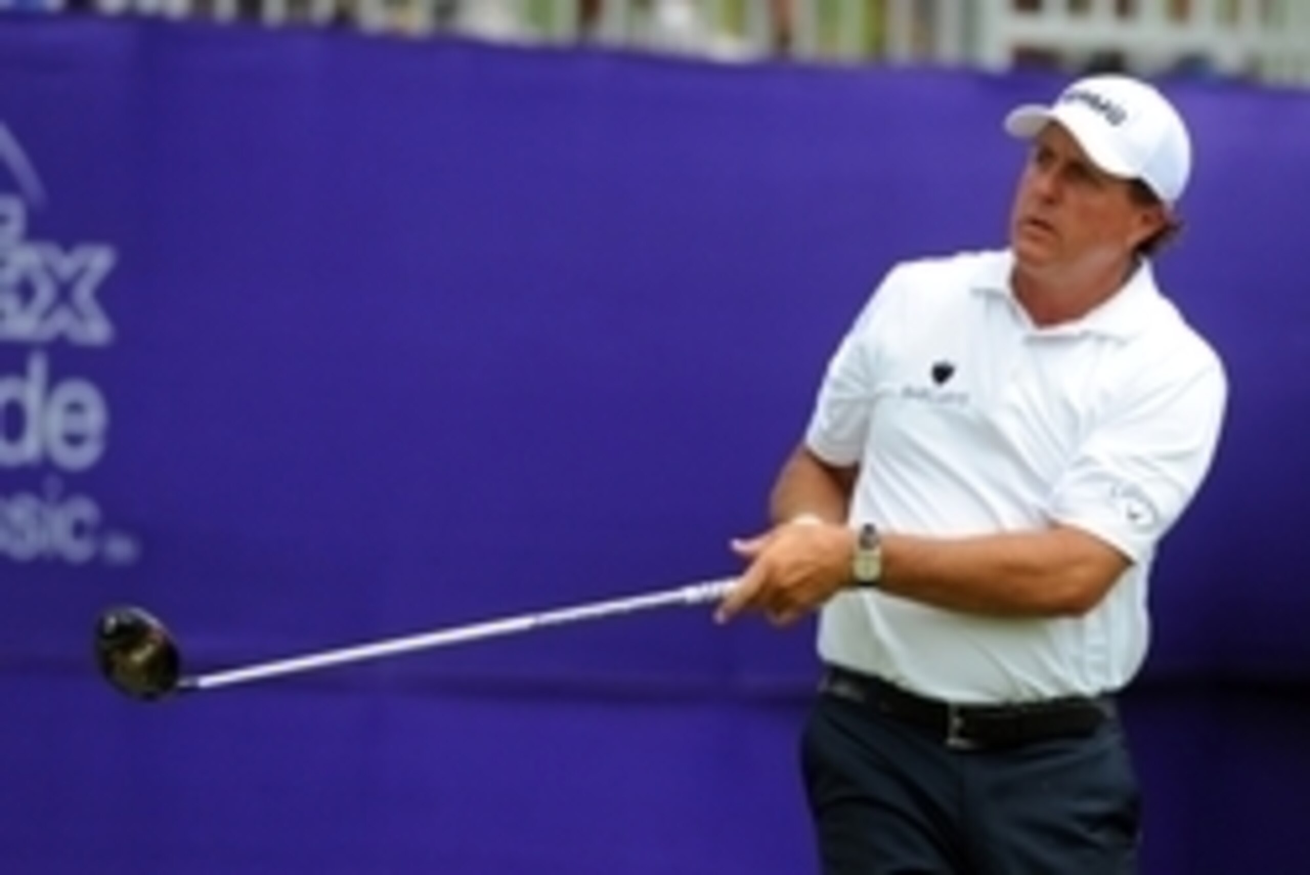 Jun 14, 2015; Memphis, TN, USA; Phil Mickelson tees off on the 1st hole of the final round of the FedEx St. Jude Classic at TPC Southwind. Mandatory Credit: Christopher Hanewinckel-USA TODAY Sports