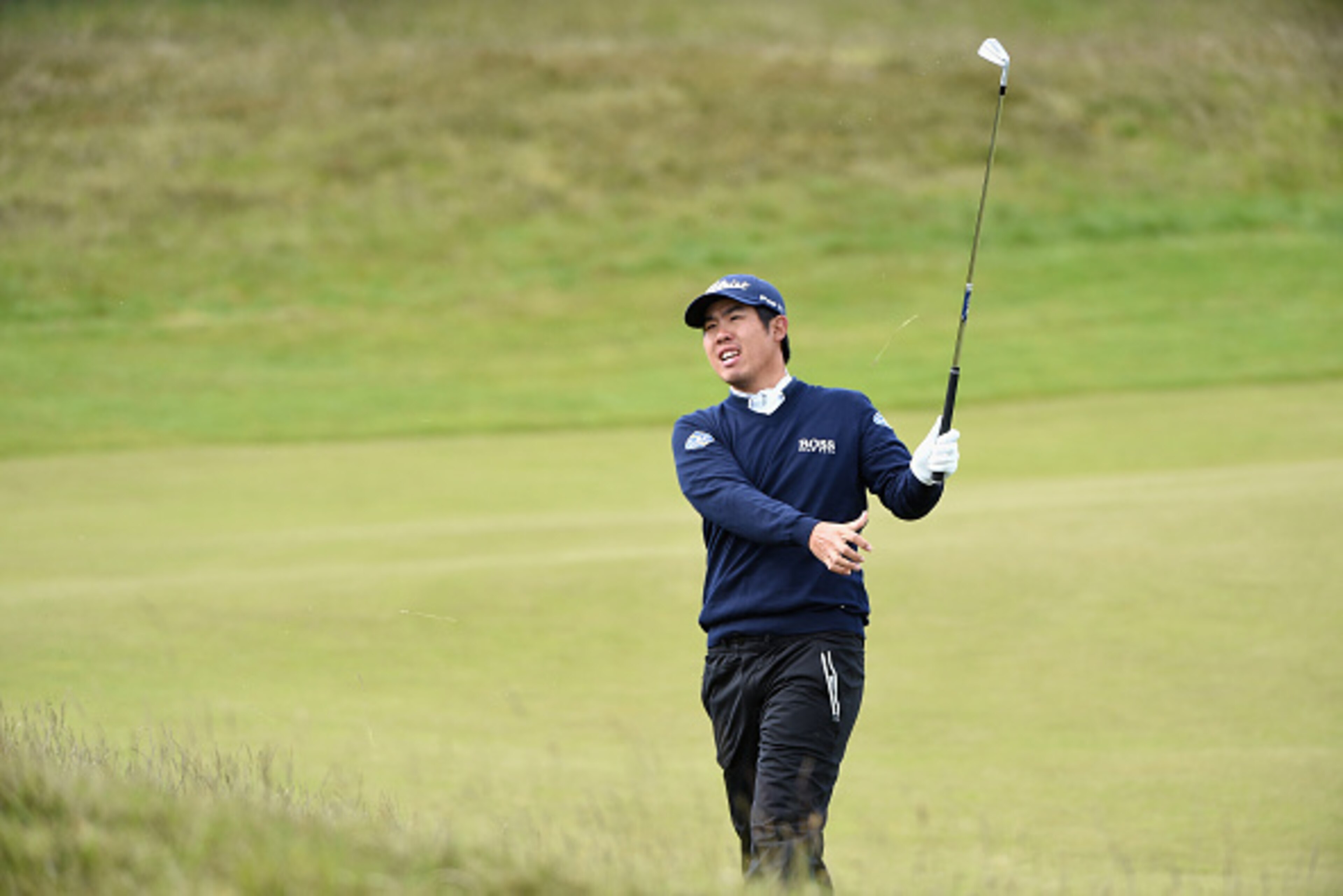 NEWCASTLE, NORTHERN IRELAND - MAY 29:  Byeong-Hun An of South Korea hits his 2nd shot on the 13th hole during the Second Round of the Dubai Duty Free Irish Open Hosted by the Rory Foundation at Royal County Down Golf Club on May 29, 2015 in Newcastle, Nor
