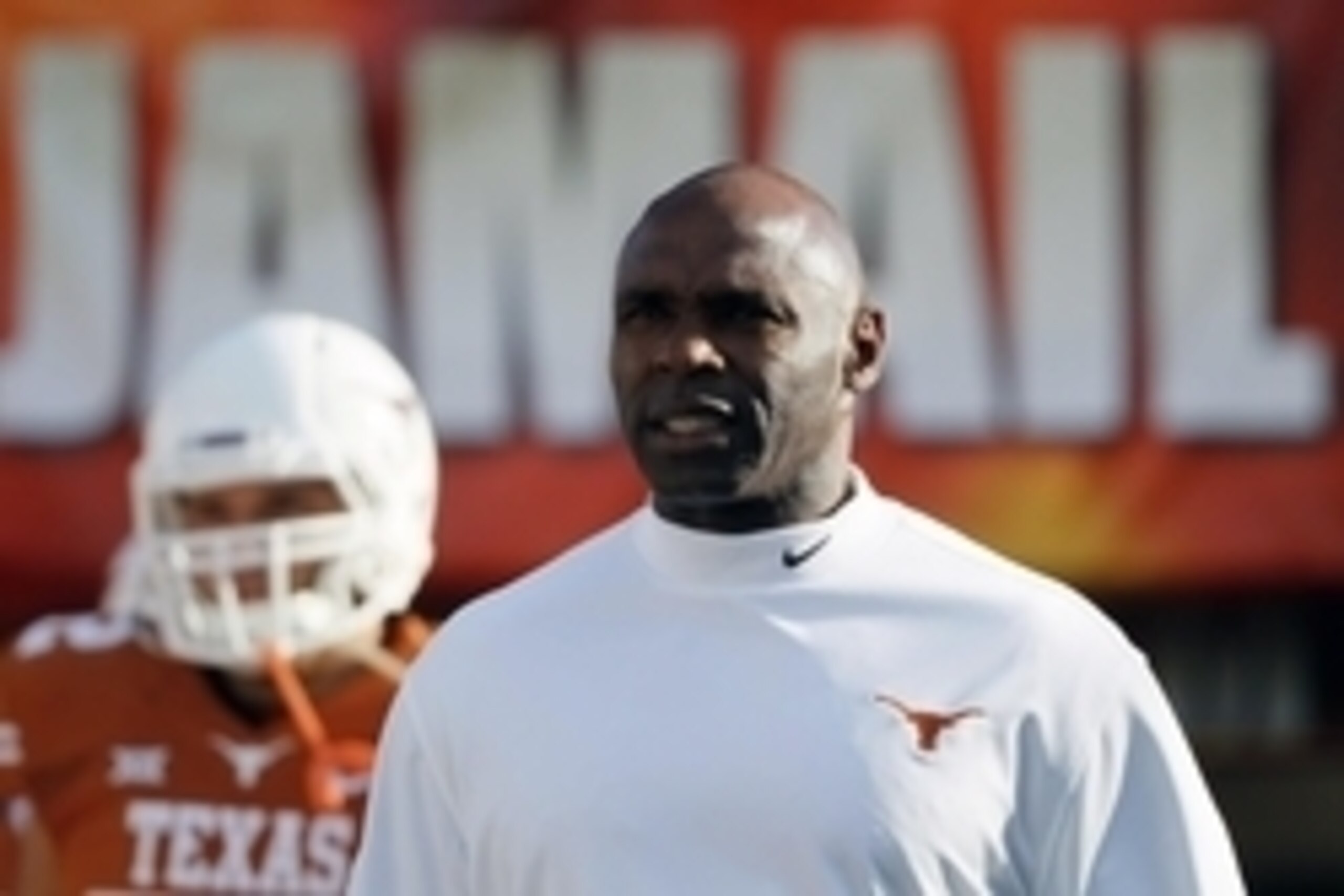 Aug 30, 2014; Austin, TX, USA; Texas Longhorns head coach Charlie Strong during warm ups before the game against the North Texas Mean Green at Darrell K Royal-Texas Memorial Stadium. Mandatory Credit: Soobum Im-USA TODAY Sports