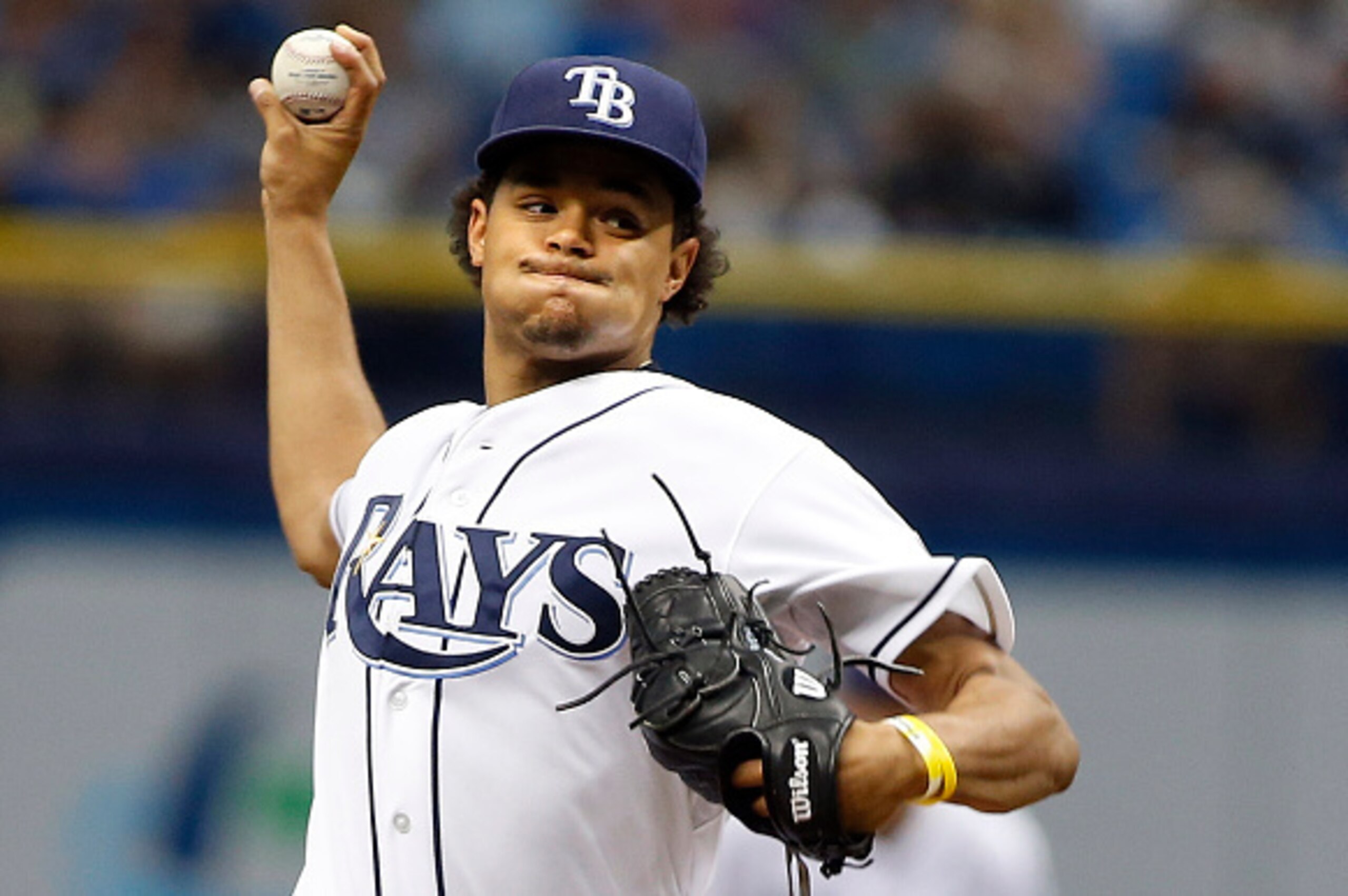 ST. PETERSBURG, FL - JUNE 13:  Chris Archer #22 of the Tampa Bay Rays pitches during the first inning of a game against the Chicago White Sox  on June 13, 2015 at Tropicana Field in St. Petersburg, Florida.  (Photo by Brian Blanco/Getty Images)