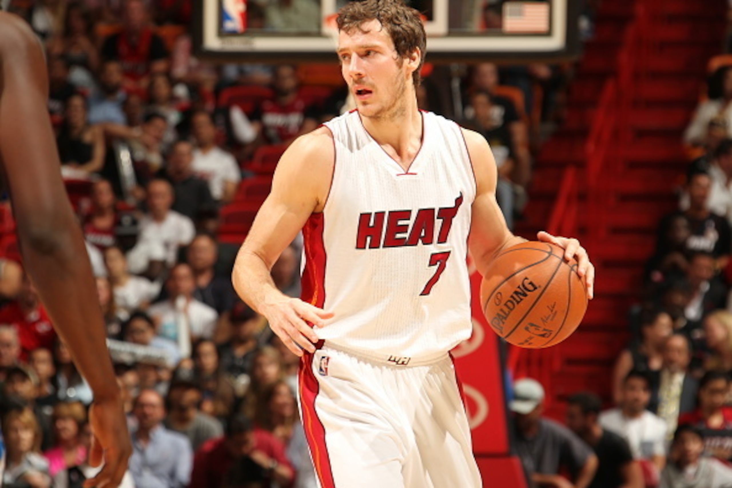 MIAMI, FL - APRIL 13:  Goran Dragic #7 of the Miami Heat handles the ball against the Orlando Magic on April 13, 2015 at American Airlines Arena in Miami, Florida.  NOTE TO USER: User expressly acknowledges and agrees that, by downloading and or using thi