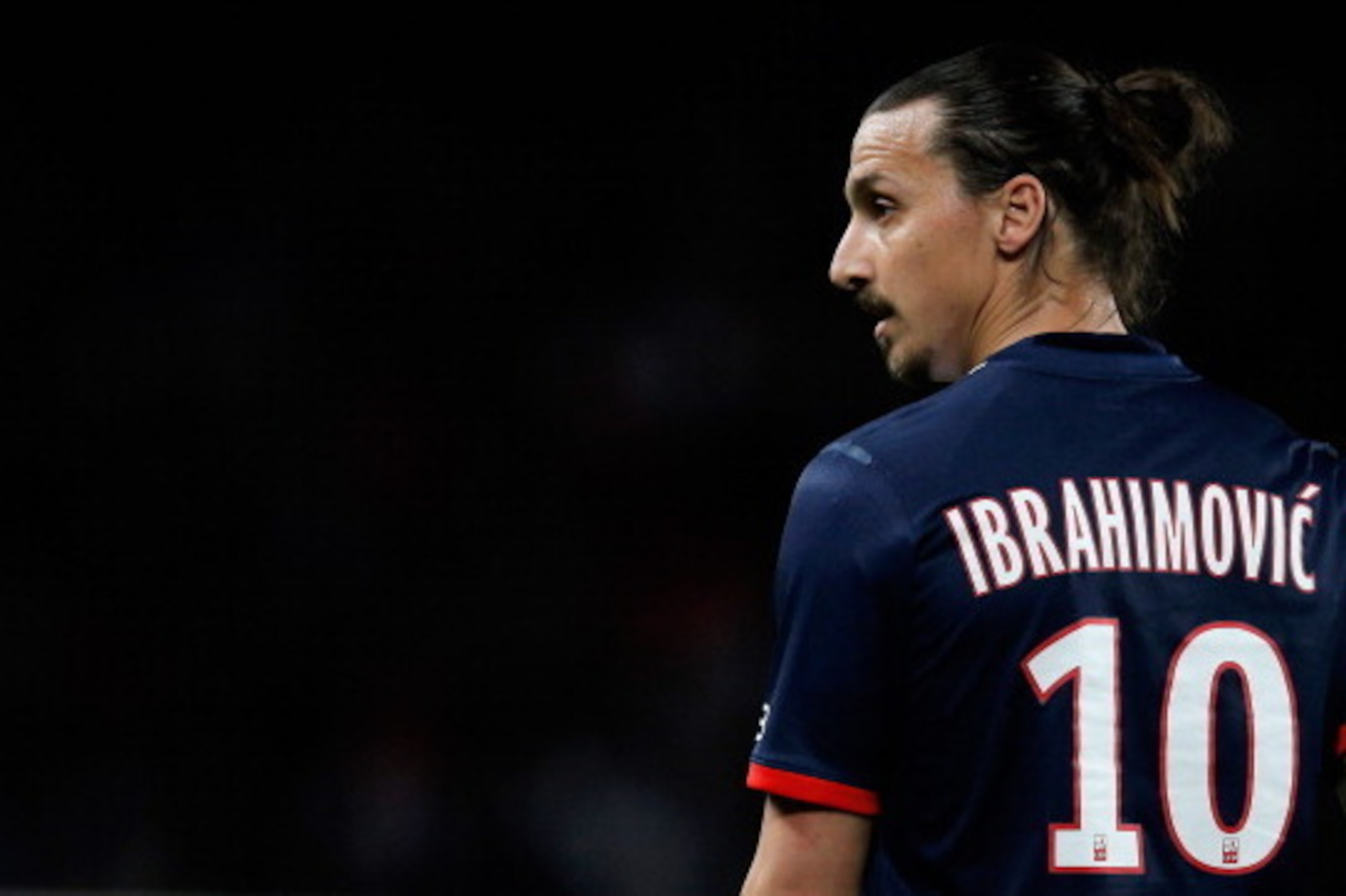 PARIS, FRANCE - MAY 07:  Zlatan Ibrahimovic of PSG looks on during the Ligue 1 match between Paris Saint-Germain FC and Stade Rennais FC at Parc des Princes on May 7, 2014 in Paris, France.  (Photo by Dean Mouhtaropoulos/Getty Images)
