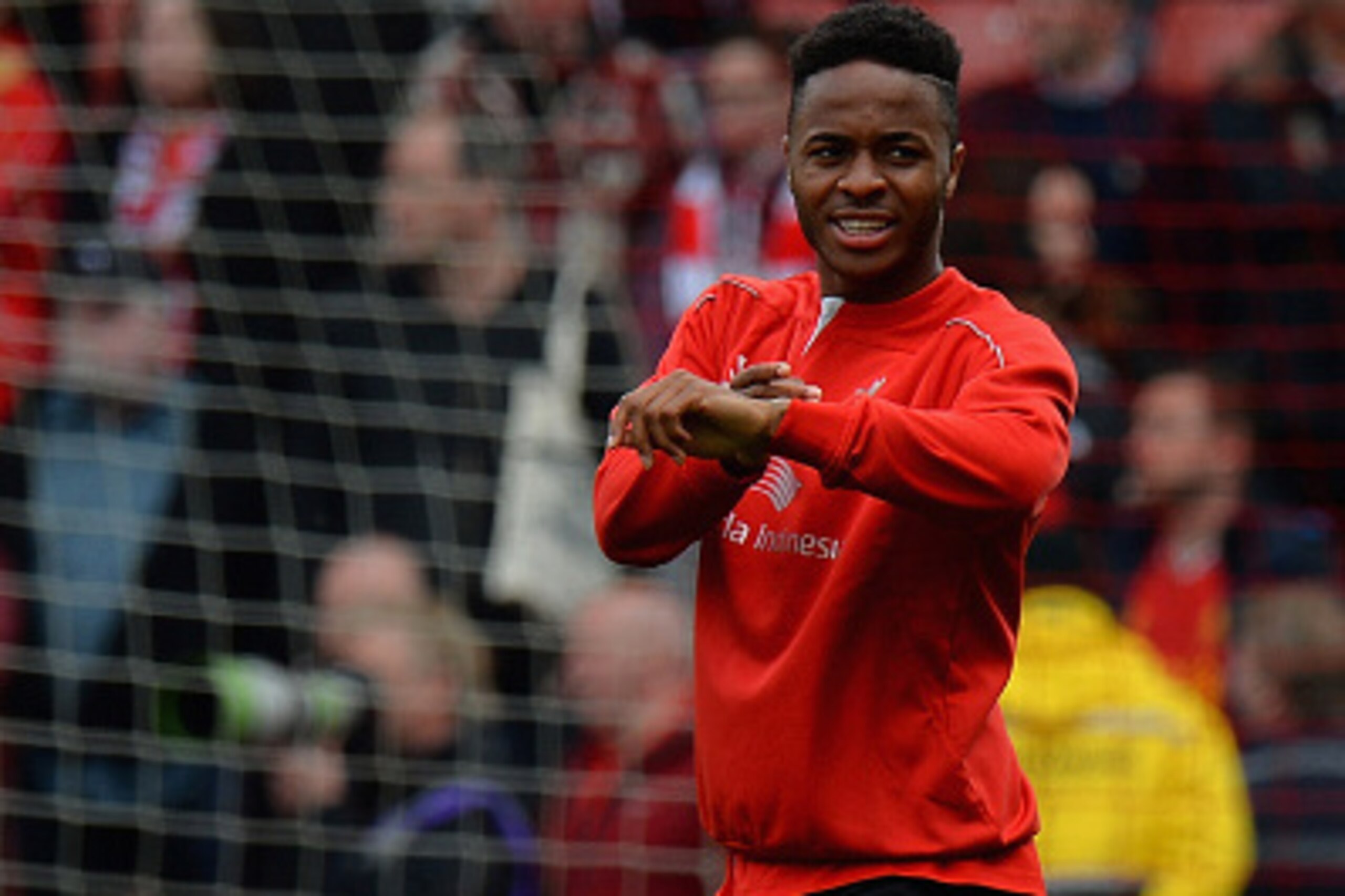 STOKE ON TRENT, ENGLAND - MAY 24: Raheem Sterling of Liverpool during warm up before the Barclays Premier League match between Stoke City and Liverpool at Britannia Stadium on May 24, 2015 in Stoke on Trent, England.  (Photo by Tony Marshall/Getty Images)