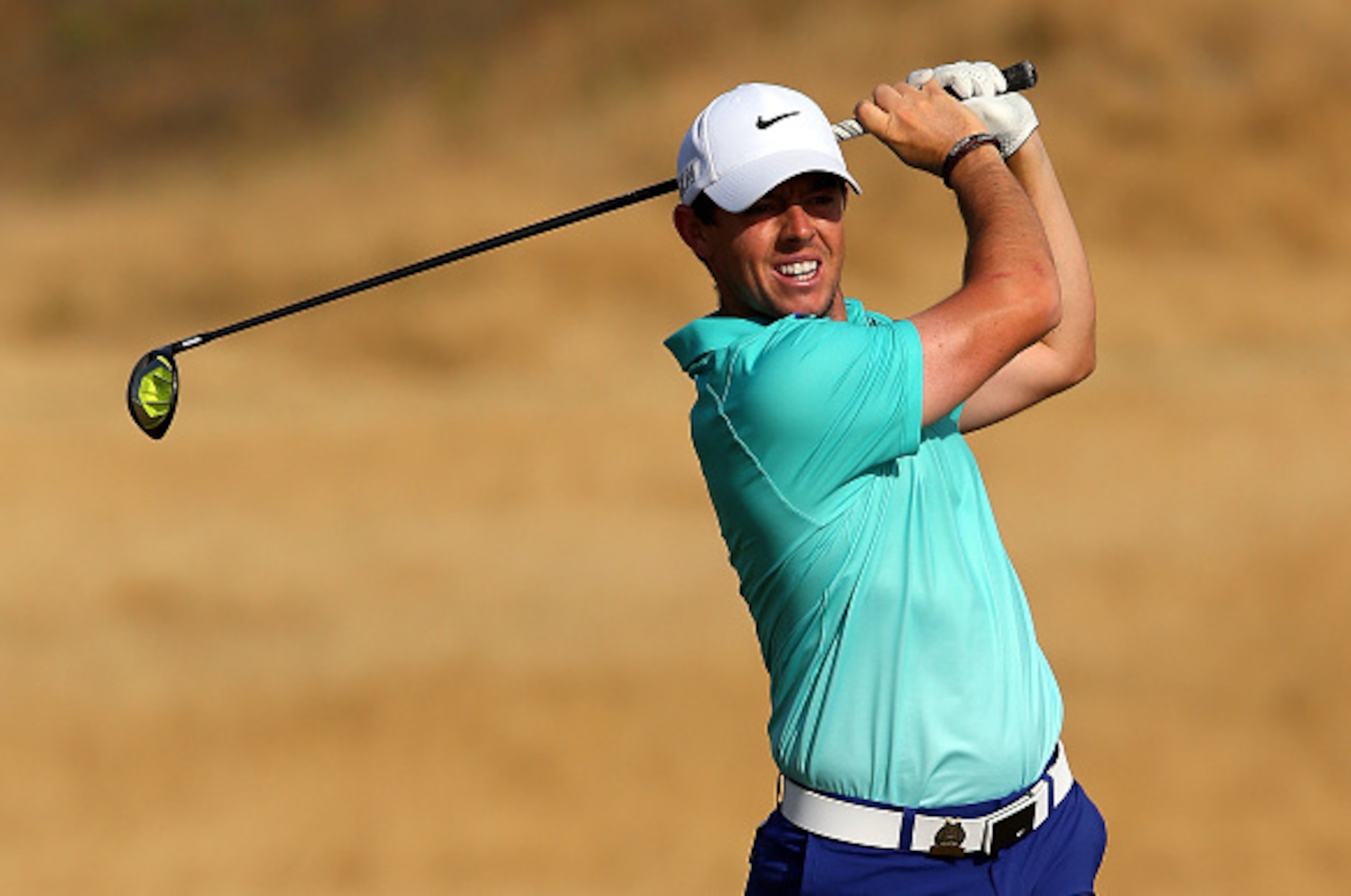 UNIVERSITY PLACE, WA - JUNE 16:  Rory McIlroy of Northern Ireland hits a shot during a practice round prior to the start of the 115th U.S. Open Championship at Chambers Bay on June 16, 2015 in University Place, Washington.  (Photo by Ross Kinnaird/Getty I