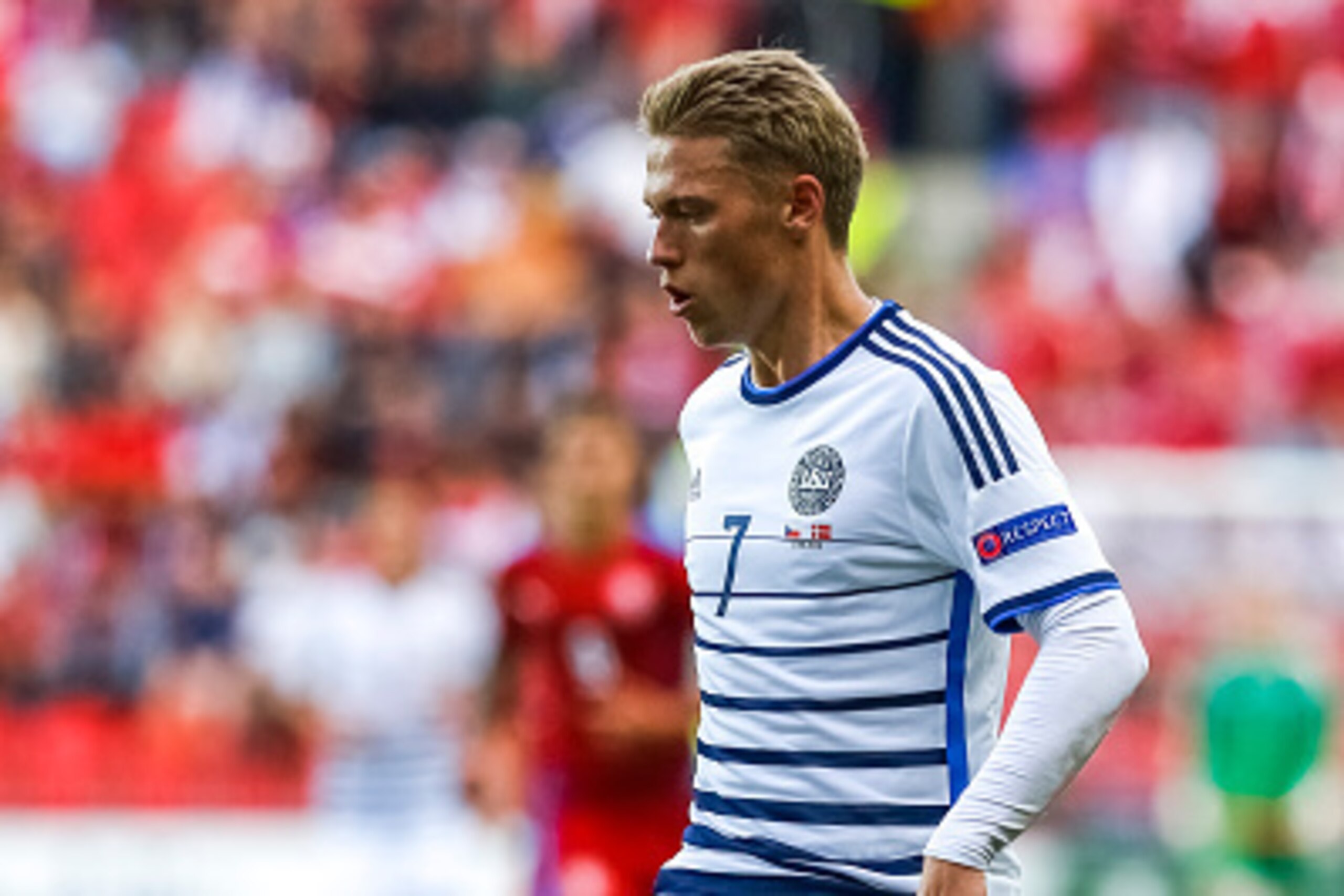 PRAGUE, CZECH REPUBLIC - JUNE 17:  Viktor Fischer of Denmark in action during UEFA U21 European Championship Group A match between Czech Republic and Denmark at Eden Stadium on June 17, 2015 in Prague, Czech Republic.  (Photo by Matej Divizna/Getty Images
