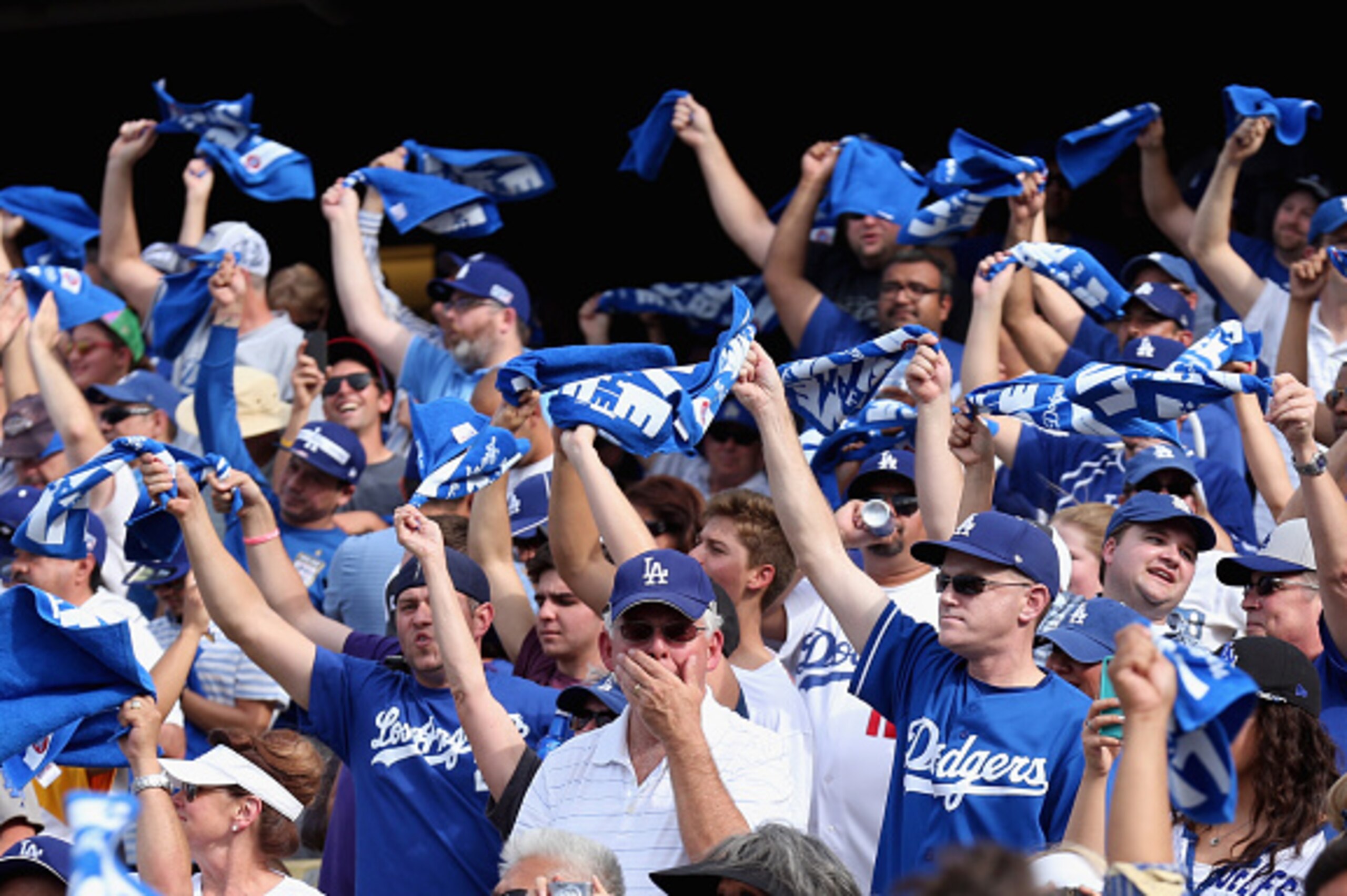 LOS ANGELES, CA - OCTOBER 03:  Dodger fans cheer during Game One of the National League Division Series against the St. Louis Cardinals at Dodger Stadium on October 3, 2014 in Los Angeles, California.  (Photo by Stephen Dunn/Getty Images)