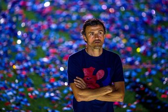 BARCELONA, SPAIN - JUNE 07: Head coach Luis Enrique of FC Barcelona looks on during their victory parade after winning the UEFA Champions League Final at the Camp Nou Stadium on June 7, 2015 in Barcelona, Spain. (Photo by David Ramos/Getty Images)
