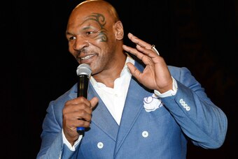 LAS VEGAS, NV - AUGUST 09:  Former boxer Mike Tyson inducts Evander Holyfield (not pictured) into the Nevada Boxing Hall of Fame at the second annual induction gala at the New Tropicana Las Vegas on August 9, 2014 in Las Vegas, Nevada.  (Photo by Ethan Mi