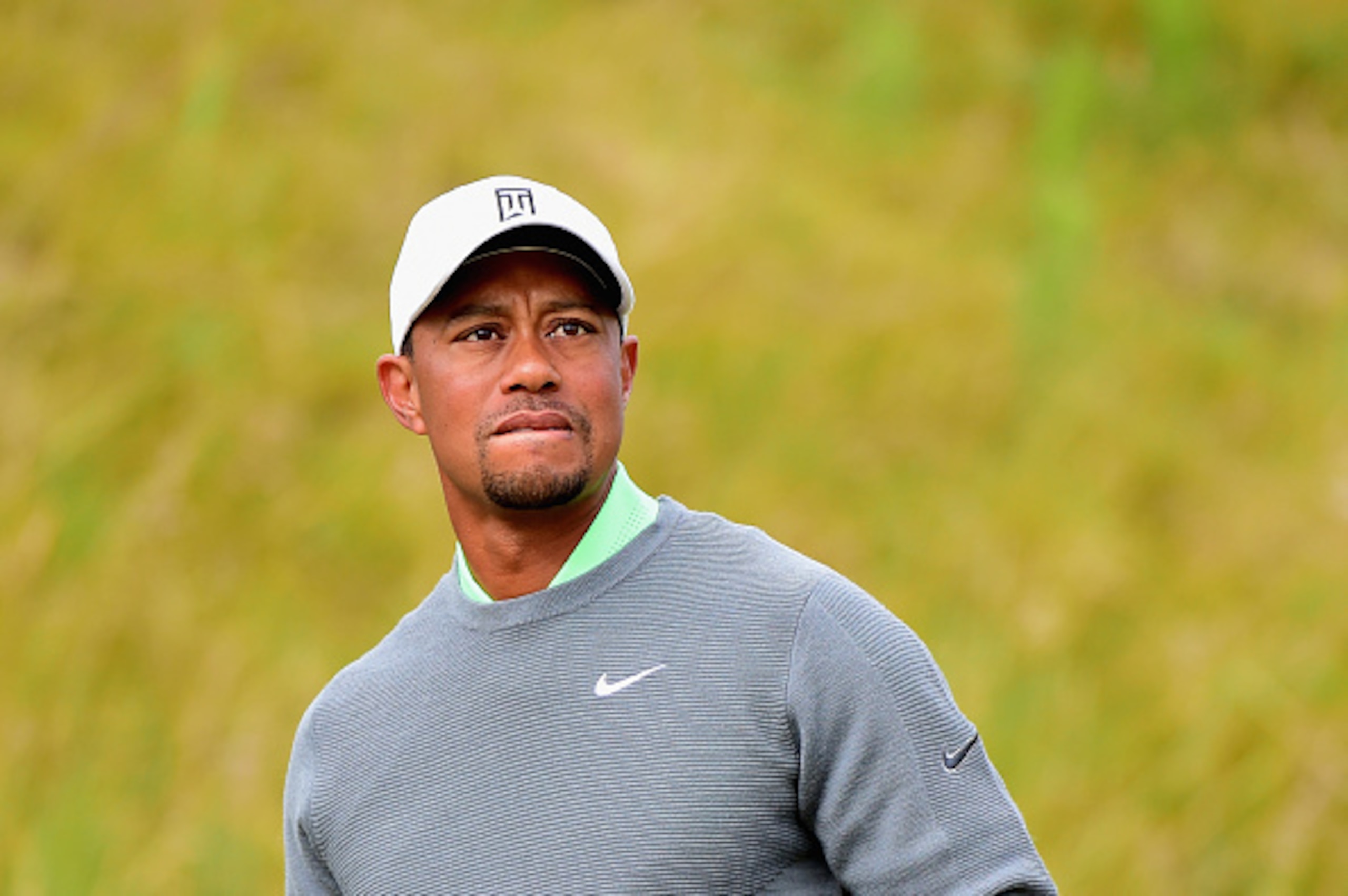 UNIVERSITY PLACE, WA - JUNE 16:  Tiger Woods of the United States looks on during a practice round prior to the start of the 115th U.S. Open Championship at Chambers Bay on June 16, 2015 in University Place, Washington.  (Photo by Harry How/Getty Images)