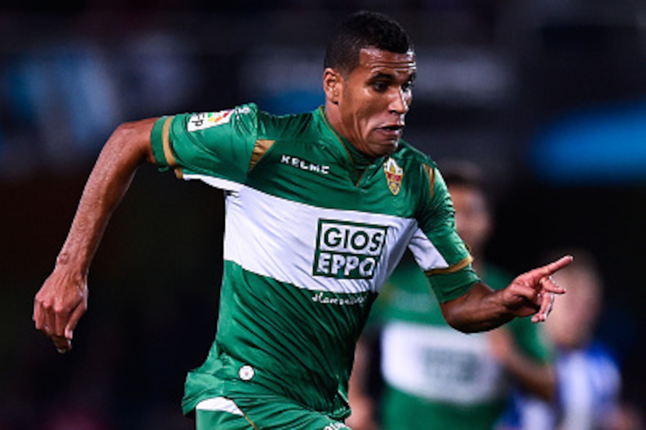 SAN SEBASTIAN, SPAIN - NOVEMBER 28:  Jonathas Cristian de Jesus of Elche FC runs with the ball during the La Liga match between Real Socided and Elche FC at Estadio Anoeta on November 28, 2014 in San Sebastian, Spain.  (Photo by David Ramos/Getty Images)