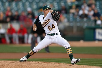 OAKLAND, CA - APRIL 28:  Sonny Gray #54 of the Oakland Athletics pitches against the Los Angeles Angels of Anaheim in the first inning at O.co Coliseum on April 28, 2015 in Oakland, California.  (Photo by Lachlan Cunningham/Getty Images)