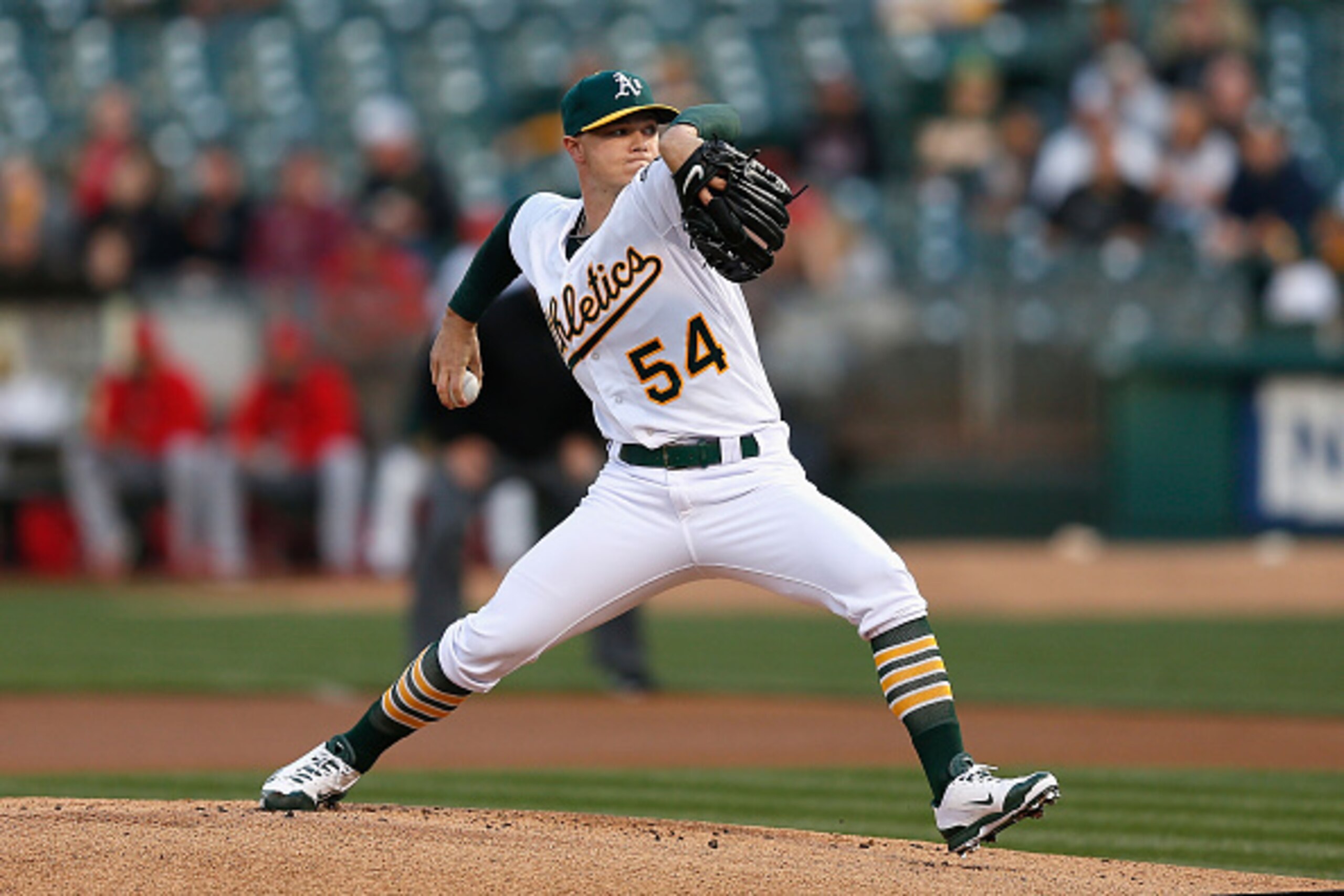 OAKLAND, CA - APRIL 28: Sonny Gray #54 of the Oakland Athletics pitches against the Los Angeles Angels of Anaheim in the first inning at O.co Coliseum on April 28, 2015 in Oakland, California. (Photo by Lachlan Cunningham/Getty Images) OAKLAND, CA - APRIL 28: Sonny Gray #54 of the Oakland Athletics pitches against the Los Angeles Angels of Anaheim in the first inning at O.co Coliseum on April 28, 2015 in Oakland, California. (Photo by Lachlan Cunningham/Getty Images)