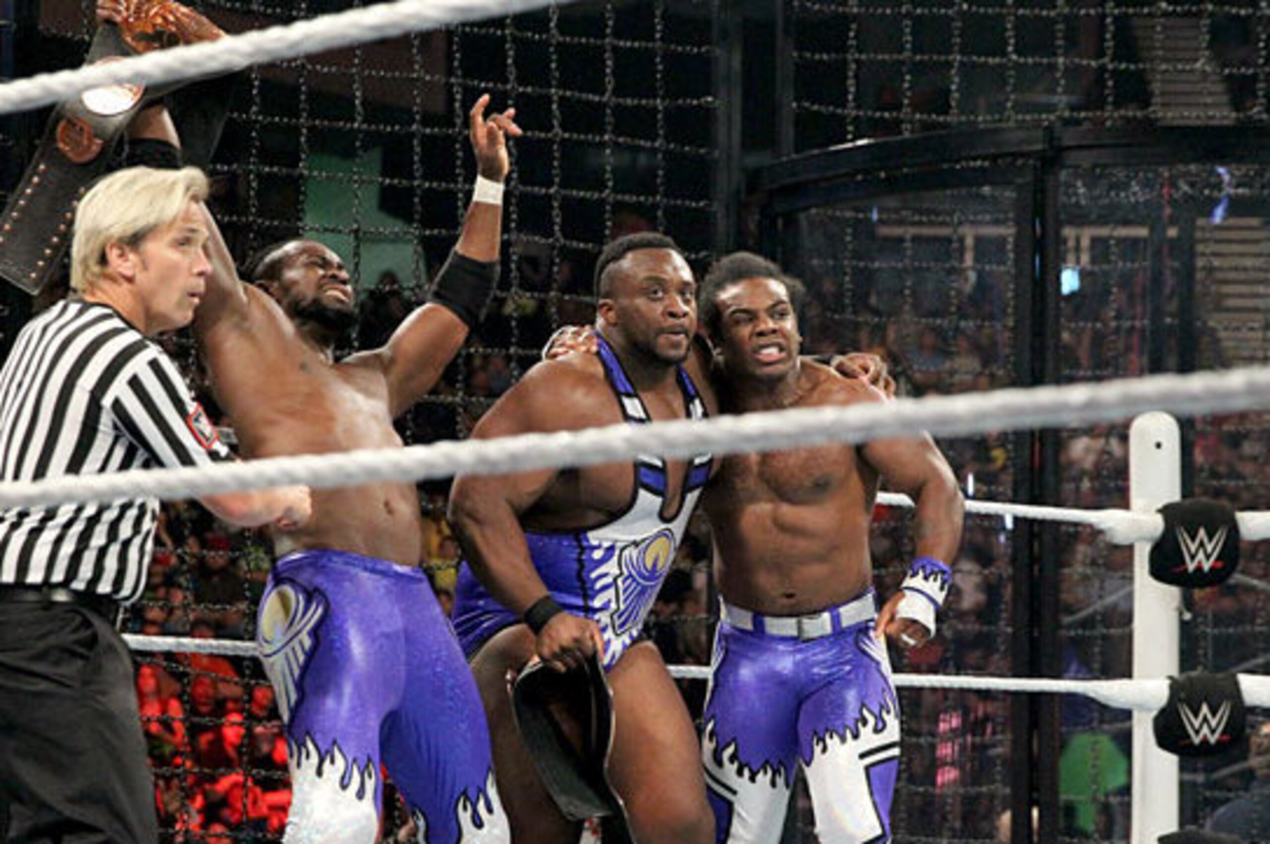 The New Day inside the Elimination Chamber. The New Day inside the Elimination Chamber.
