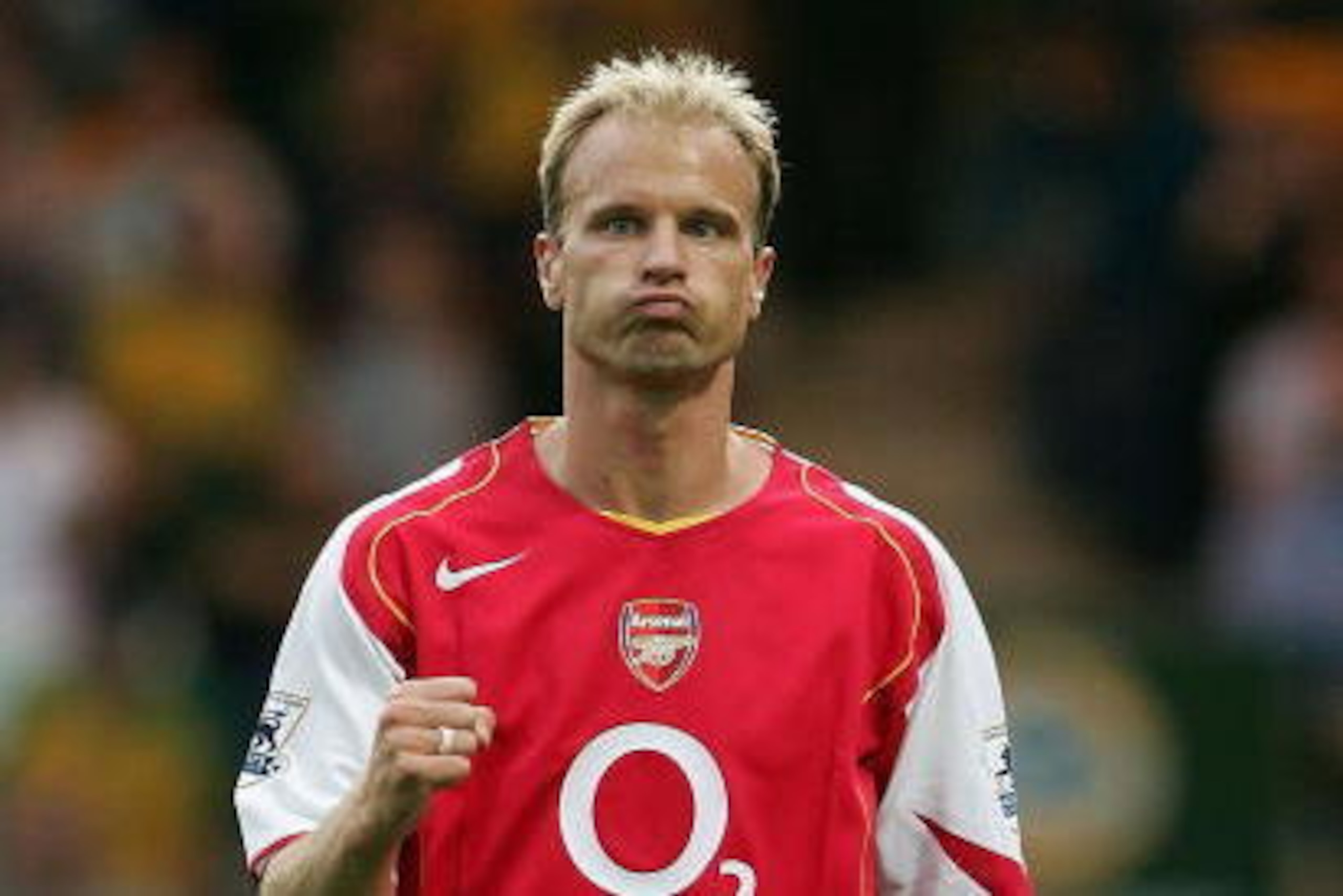 NORWICH ENGLAND- AUGUST 28:  Dennis Bergkamp of Arsenal celabrates scoring during the Barclays Premiership match between Norwich City and Arsenal at Carrow Road on August 28, 2004 in Derby,England.  (Photo by Phil Cole/Getty Images)