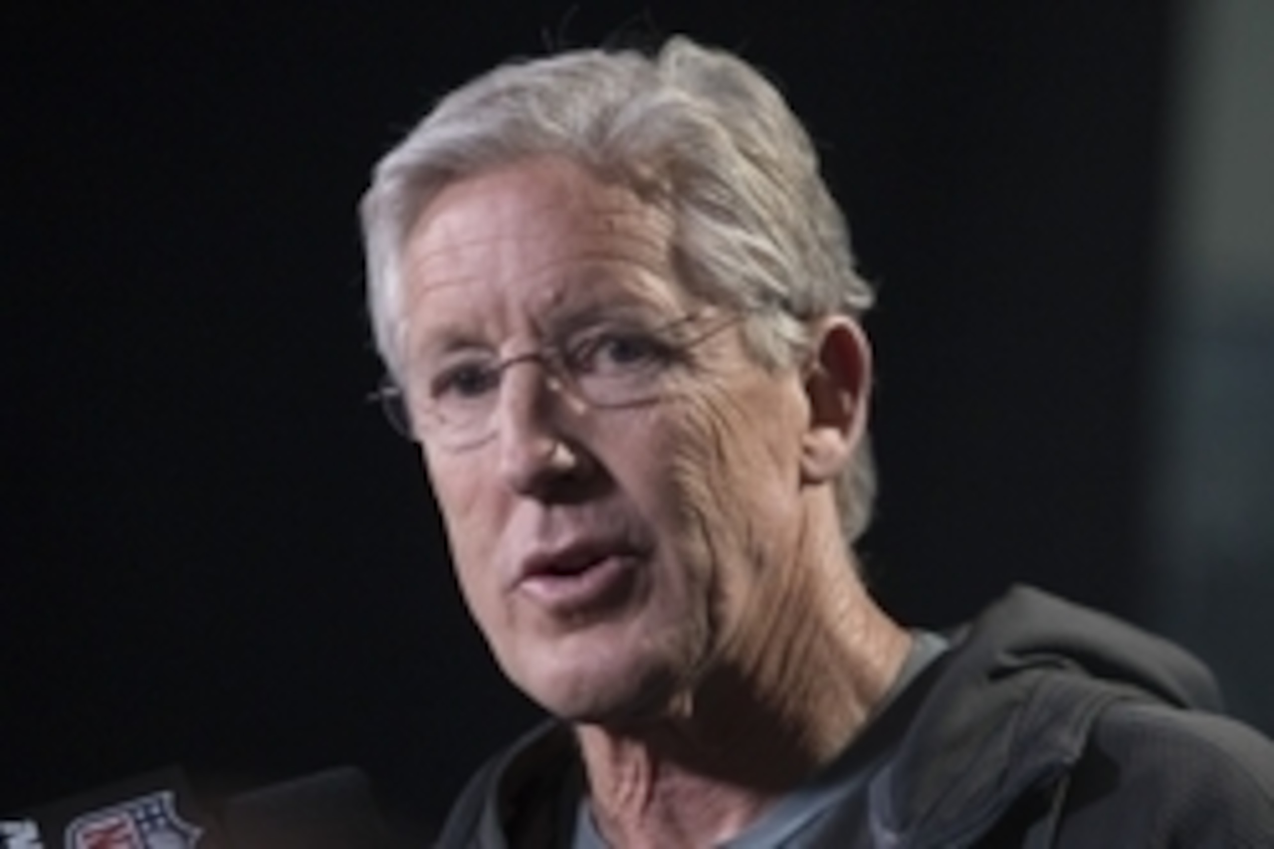 Feb 20, 2015; Indianapolis, IN, USA; Seattle Seahawks head coach Pete Carroll speaks to the media at the 2015 NFL Combine at Lucas Oil Stadium. Mandatory Credit: Trevor Ruszkowski-USA TODAY Sports