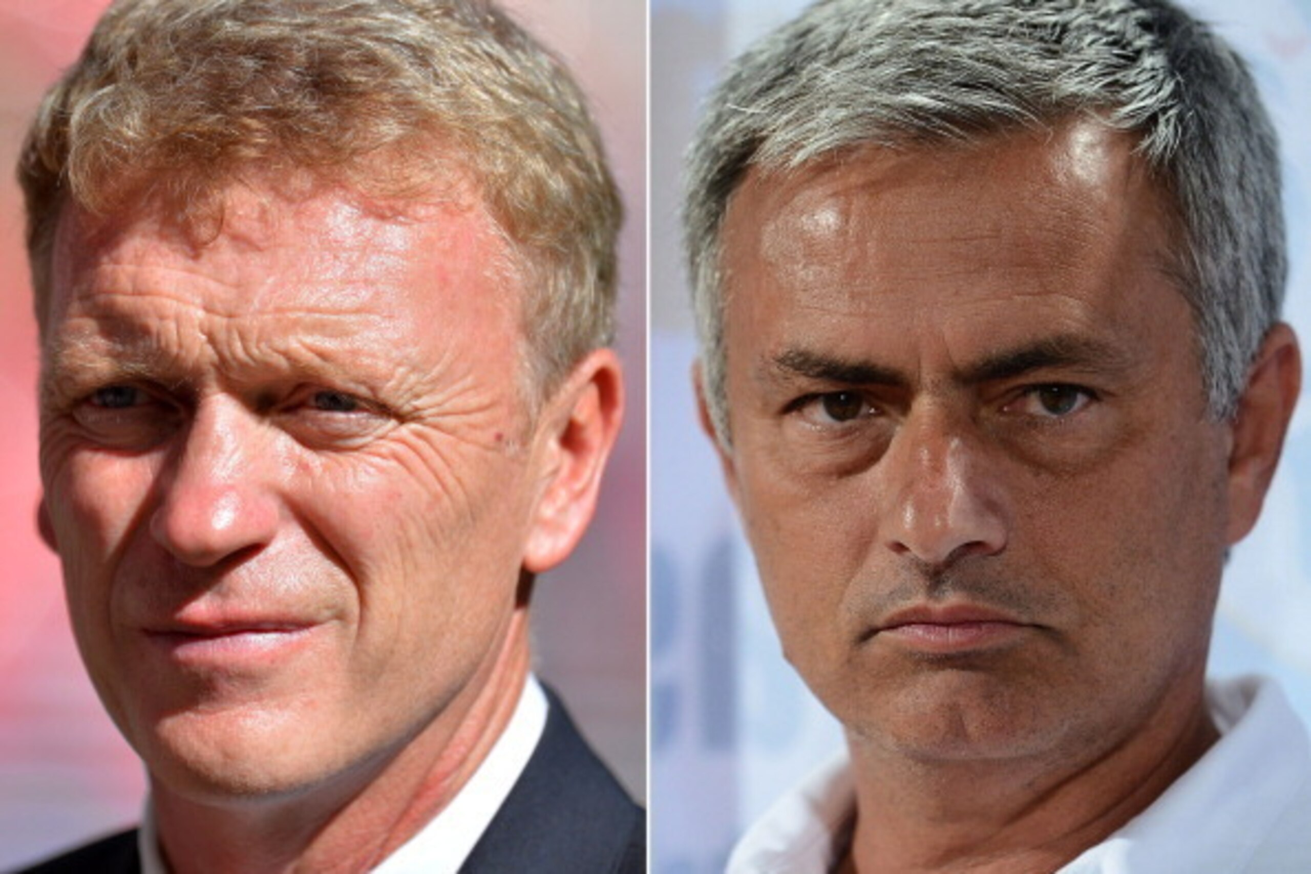 (FILE PHOTO - EDITORS NOTE:  COMPOSITE OF TWO IMAGES - Image Numbers 175989085 (L) and 173766738)  In this composite image a comparison has been made between David Moyes, Manager of Manchester United (L) and Jose Mourinho, Manager of Chelsea.  Premiership
