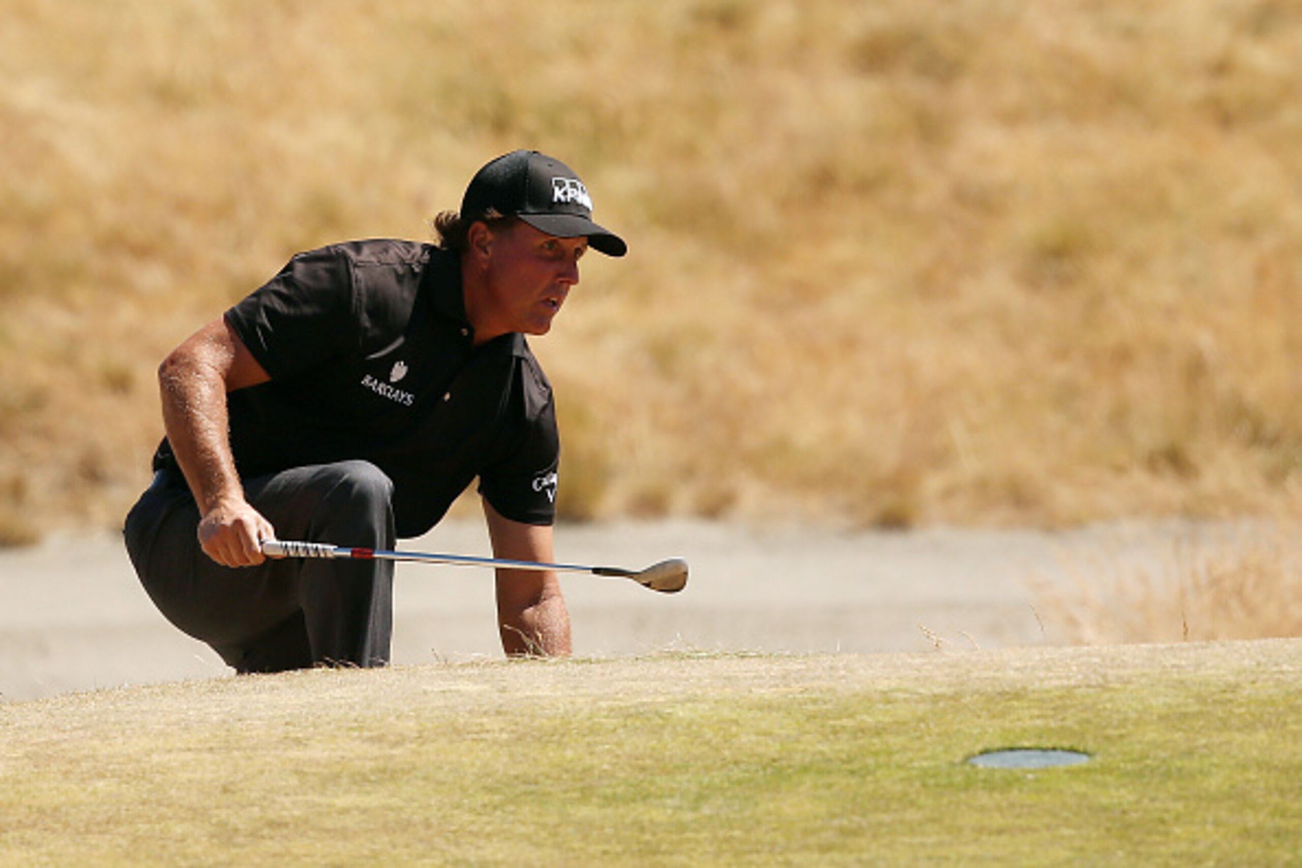 UNIVERSITY PLACE, WA - JUNE 19: Phil Mickelson of the United States watches a shot on the 14th hole during the second round of the 115th U.S. Open Championship at Chambers Bay on June 19, 2015 in University Place, Washington. (Photo by Mike Ehrmann/Gett UNIVERSITY PLACE, WA - JUNE 19: Phil Mickelson of the United States watches a shot on the 14th hole during the second round of the 115th U.S. Open Championship at Chambers Bay on June 19, 2015 in University Place, Washington. (Photo by Mike Ehrmann/Gett