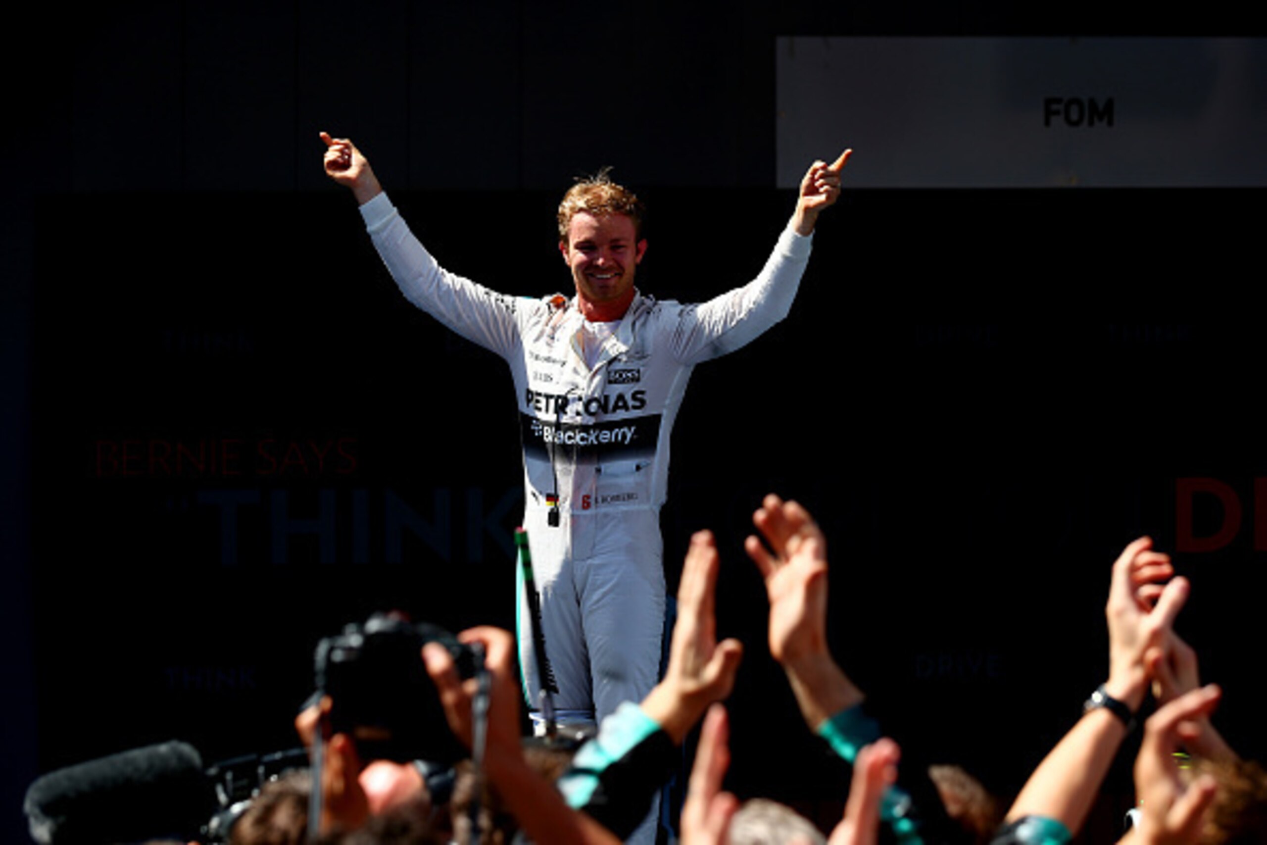 MONTMELO, SPAIN - MAY 10:  Nico Rosberg of Germany and Mercedes GP celebrates in Parc Ferme after winning the Spanish Formula One Grand Prix at Circuit de Catalunya on May 10, 2015 in Montmelo, Spain.  (Photo by Mark Thompson/Getty Images)
