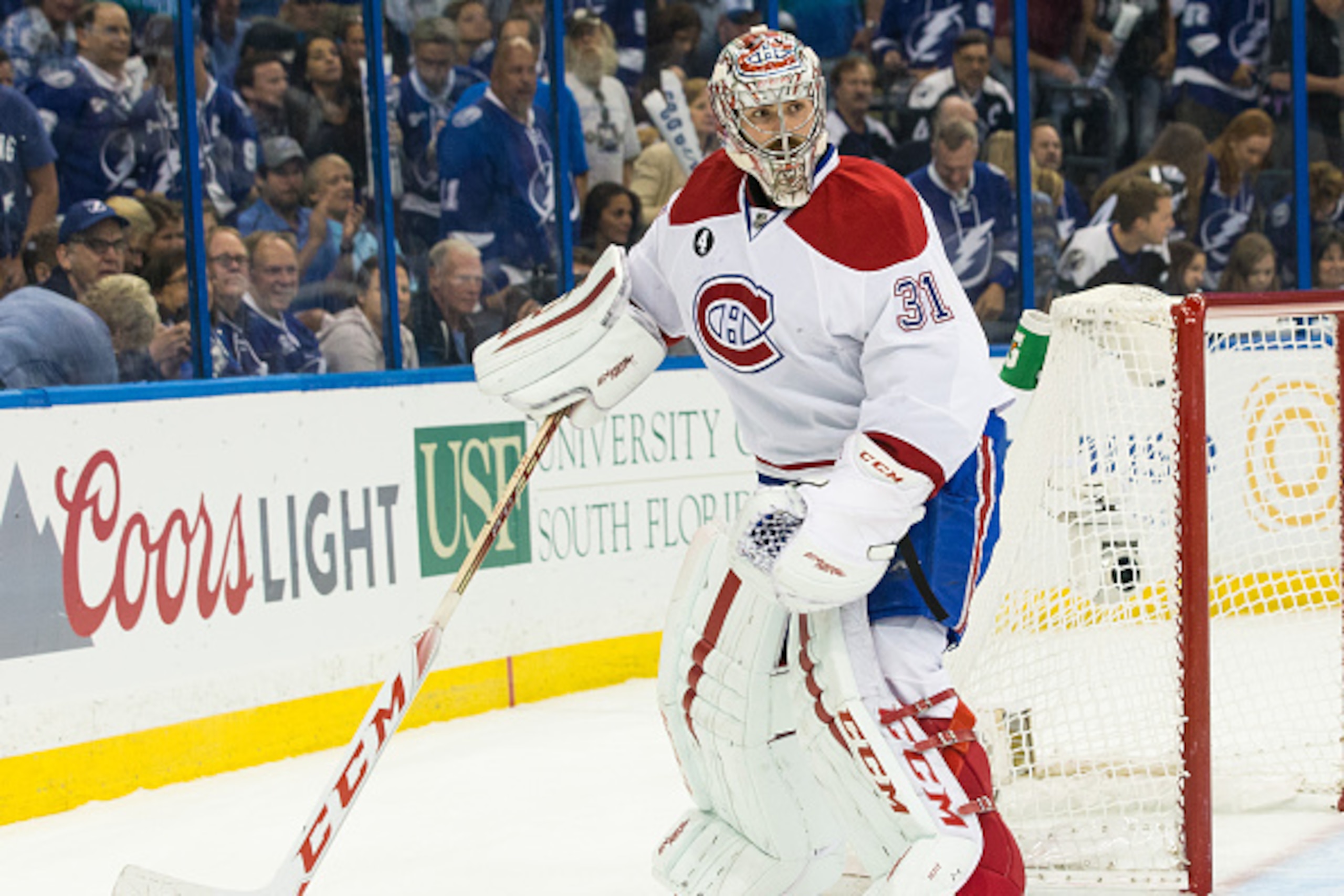 TAMPA, FL - MAY 12: Carey Price #31 of the Montreal Canadiens against the Tampa Bay Lightning in Game Six of the Eastern Conference Semifinals during the 2015 NHL Stanley Cup Playoffs at the Amalie Arena on May 12, 2015 in Tampa, Florida.  (Photo by Scott