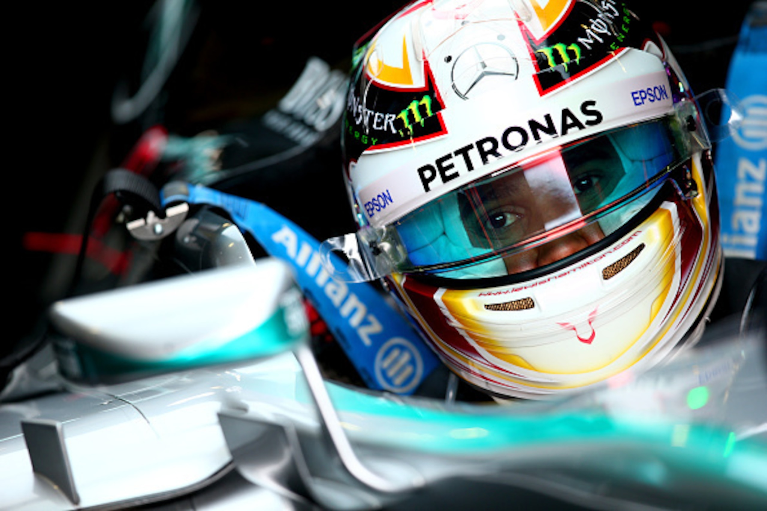 SPIELBERG, AUSTRIA - JUNE 20:  Lewis Hamilton of Great Britain and Mercedes GP sits in his car in the garage during qualifying for the Formula One Grand Prix of Austria at Red Bull Ring on June 20, 2015 in Spielberg, Austria.  (Photo by Mark Thompson/Gett