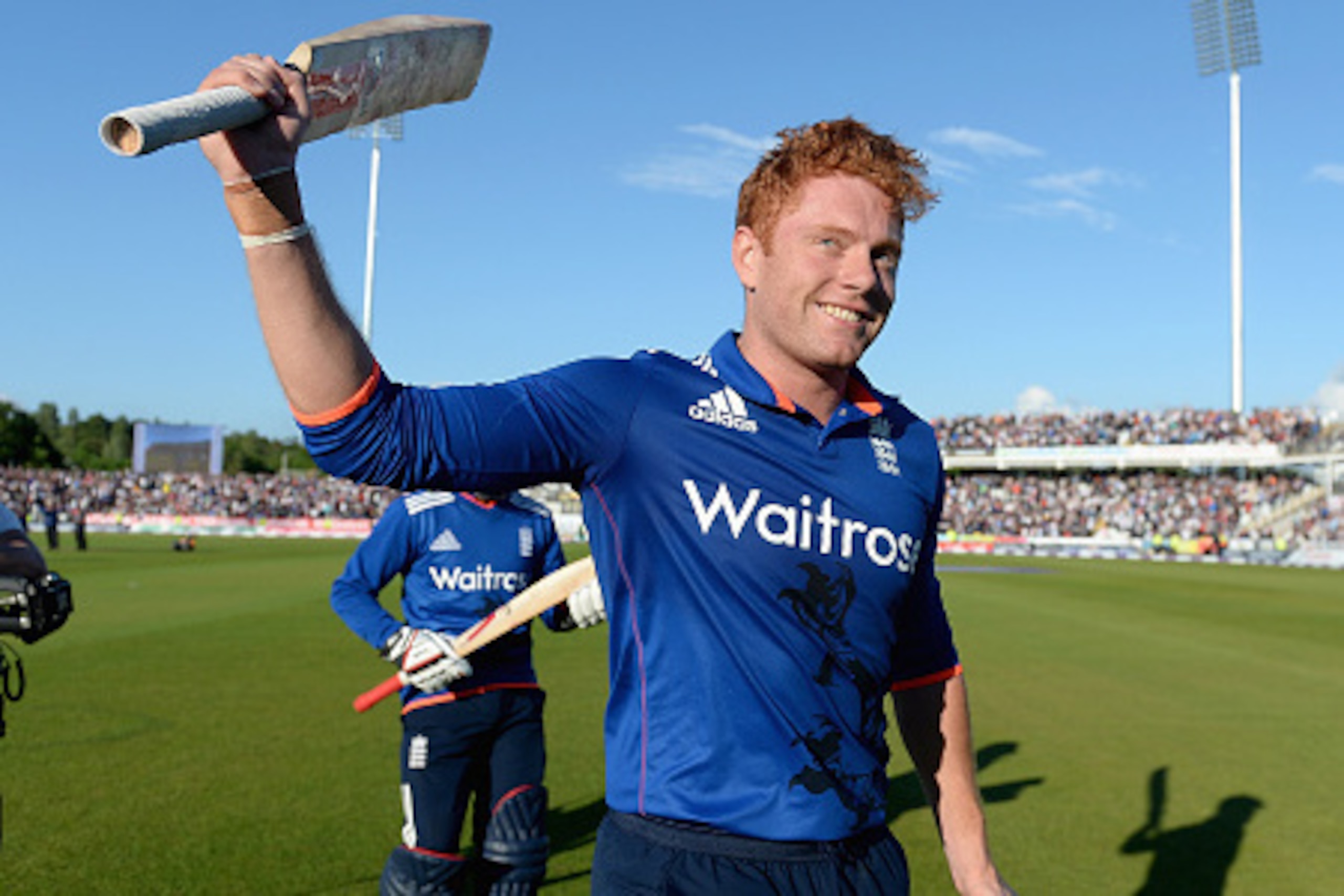 CHESTER-LE-STREET, ENGLAND - JUNE 20: Jonathan Bairstow of England celebrates winning the 5th ODI Royal London One-Day match between England and New Zealand at Emirates Durham ICG on June 20, 2015 in Chester-le-Street, England. (Photo by Gareth Copley/G CHESTER-LE-STREET, ENGLAND - JUNE 20: Jonathan Bairstow of England celebrates winning the 5th ODI Royal London One-Day match between England and New Zealand at Emirates Durham ICG on June 20, 2015 in Chester-le-Street, England. (Photo by Gareth Copley/G