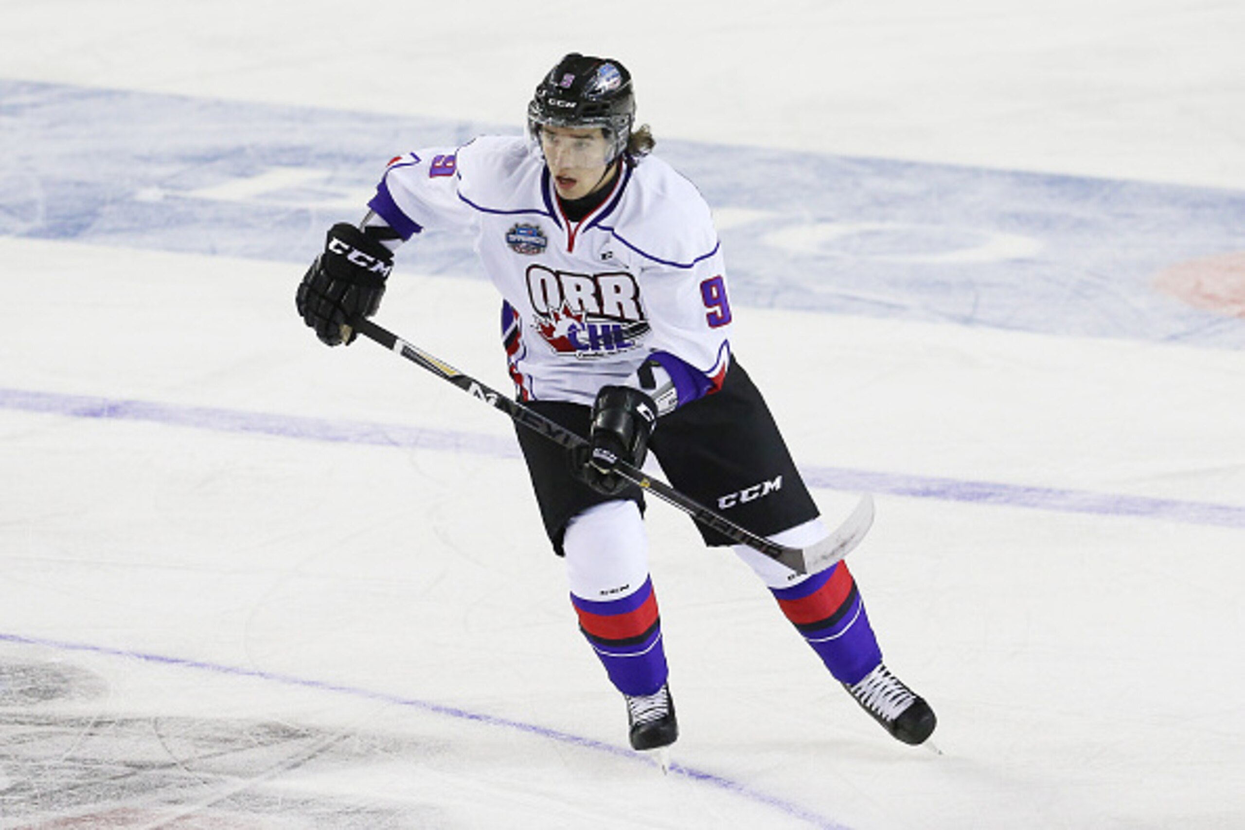 ST CATHARINES, ON - JANUARY 22:  Ivan Provorov #9 of Team Orr skates during the 2015 BMO CHL/NHL Top Prospects Game against Team Cherry at the Meridian Centre on January 22, 2015 in St Catharines, Ontario, Canada.  (Photo by Vaughn Ridley/Getty Images)
