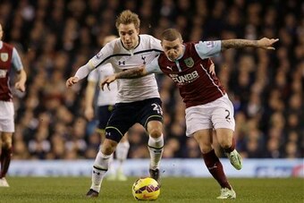 Kieran Trippier in action against Tottenham at White Hart Lane last December. The defender was part of a losing effort as Burnley were defeated 2-1.