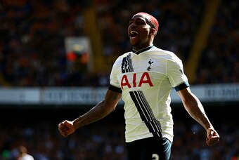 LONDON, ENGLAND - MAY 16:  Danny Rose of Spurs celebrates scoring their second goal during the Barclays Premier League match between Tottenham Hotspur and Hull City at White Hart Lane on May 16, 2015 in London, England.  (Photo by Paul Gilham/Getty Images