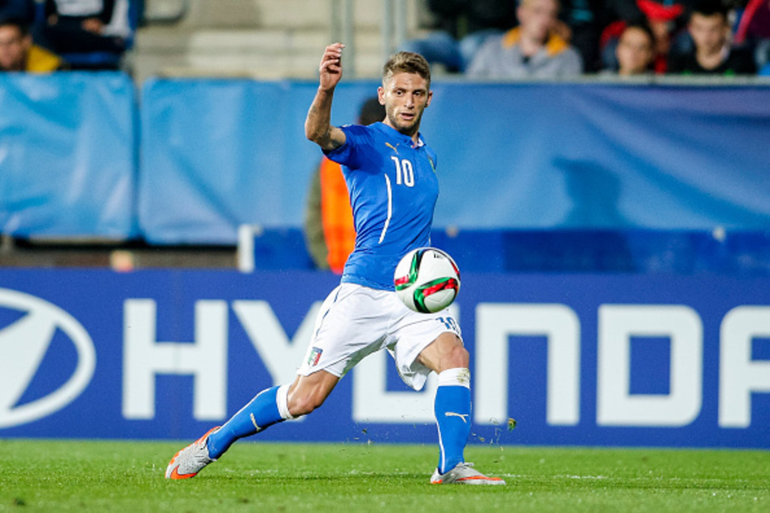 UHERSKE HRADISTE, CZECH REPUBLIC - JUNE 21:  Domenico Berardi of Italy controls the ball during the UEFA Under21 European Championship 2015 match between Italy and Portugal at Mestsky Fotbalovy Stadium on June 21, 2015 in Uherske Hradiste, Czech Republic.