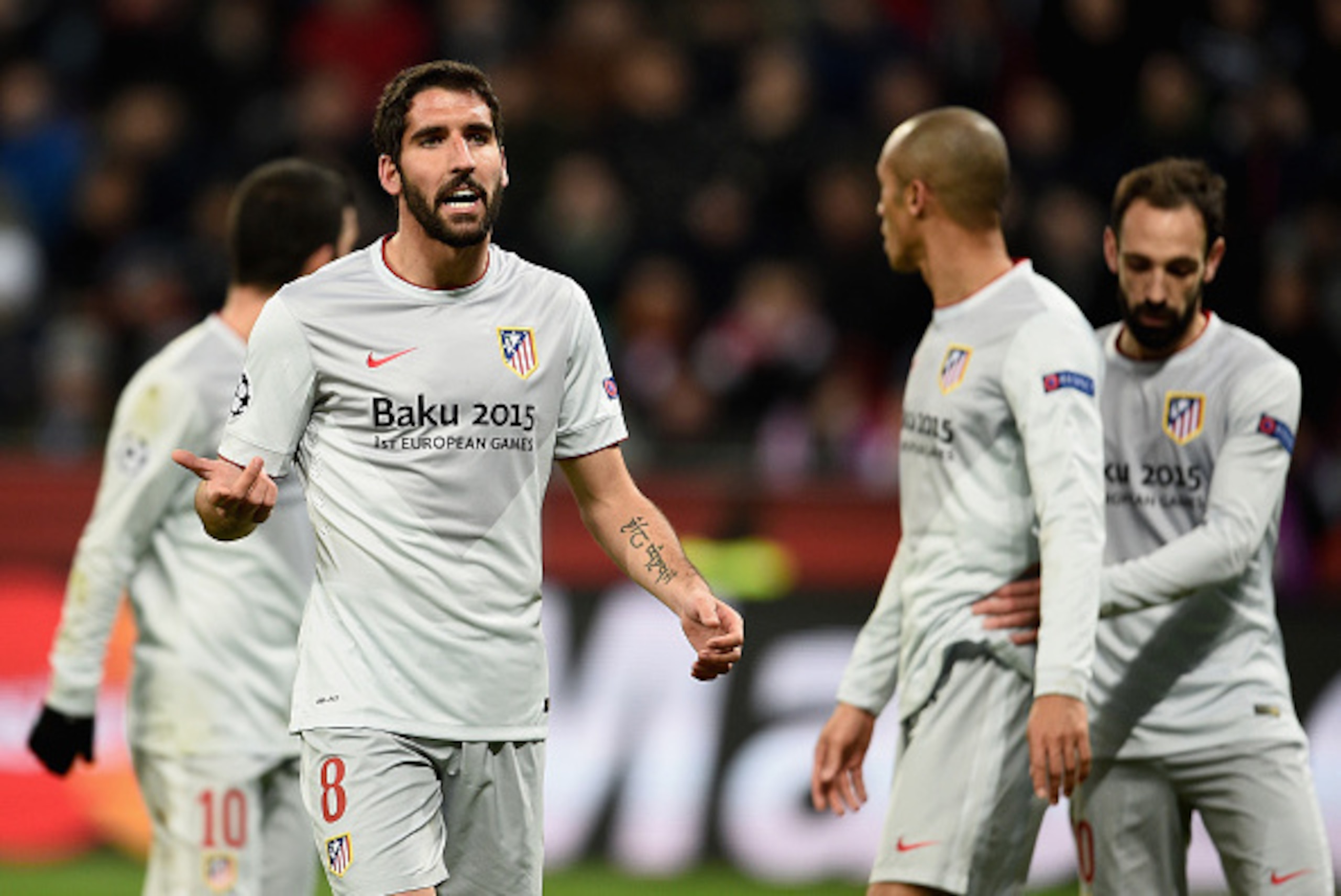LEVERKUSEN, GERMANY - FEBRUARY 25: Raul Garcia of Atletico Madrid reacts during the UEFA Champions League round of 16 match between Bayer 04 Leverkusen and Club Atletico de Madrid at BayArena on February 25, 2015 in Leverkusen, Germany. (Photo by Dennis LEVERKUSEN, GERMANY - FEBRUARY 25: Raul Garcia of Atletico Madrid reacts during the UEFA Champions League round of 16 match between Bayer 04 Leverkusen and Club Atletico de Madrid at BayArena on February 25, 2015 in Leverkusen, Germany. (Photo by Dennis
