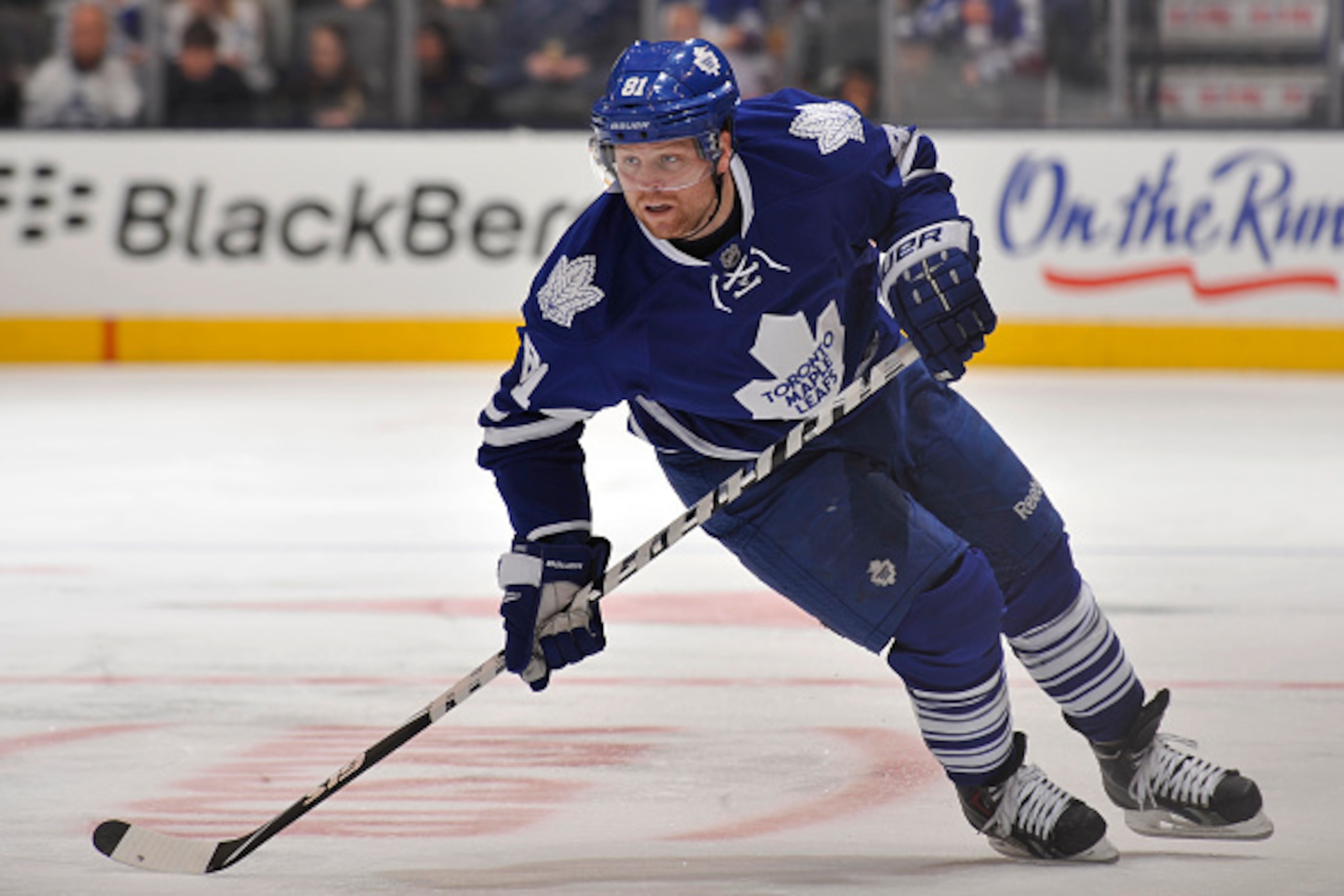 TORONTO, ON - APRIL 5:  Phil Kessel #81 of the Toronto Maple Leafs skates during NHL game action against the Ottawa Senators April 5, 2015 at the Air Canada Centre in Toronto, Ontario, Canada. (Photo by Graig Abel/NHLI via Getty Images)