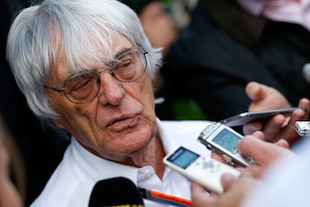 SPIELBERG, AUSTRIA - JUNE 20:  F1 supremo Bernie Ecclestone speaks with members of the media after qualifying for the Formula One Grand Prix of Austria at Red Bull Ring on June 20, 2015 in Spielberg, Austria.  (Photo by Charles Coates/Getty Images)