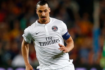 BARCELONA, SPAIN - APRIL 21:  Zlatan Ibrahimovic of Paris Saint-Germain in action during the UEFA Champions League Quarter Final second leg match between FC Barcelona and Paris Saint-Germain at Camp Nou on April 21, 2015 in Barcelona, Spain.  (Photo by Cl