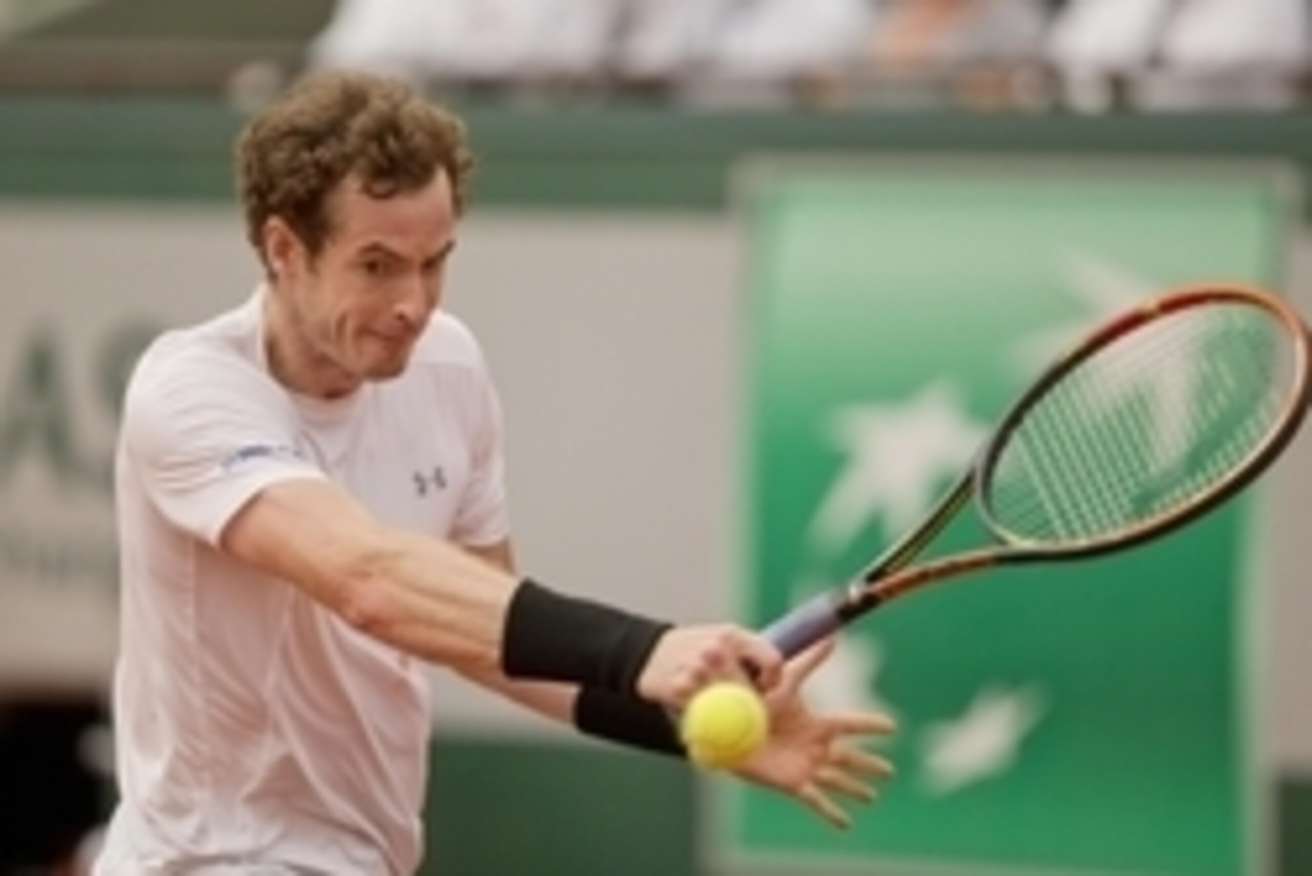 Jun 5, 2015; Paris, France; Andy Murray (GBR) in action during his match against Novak Djokovic (SRB) on day 13 of the 2015 French Open at Roland Garros.  Mandatory Credit: Susan Mullane-USA TODAY Sports