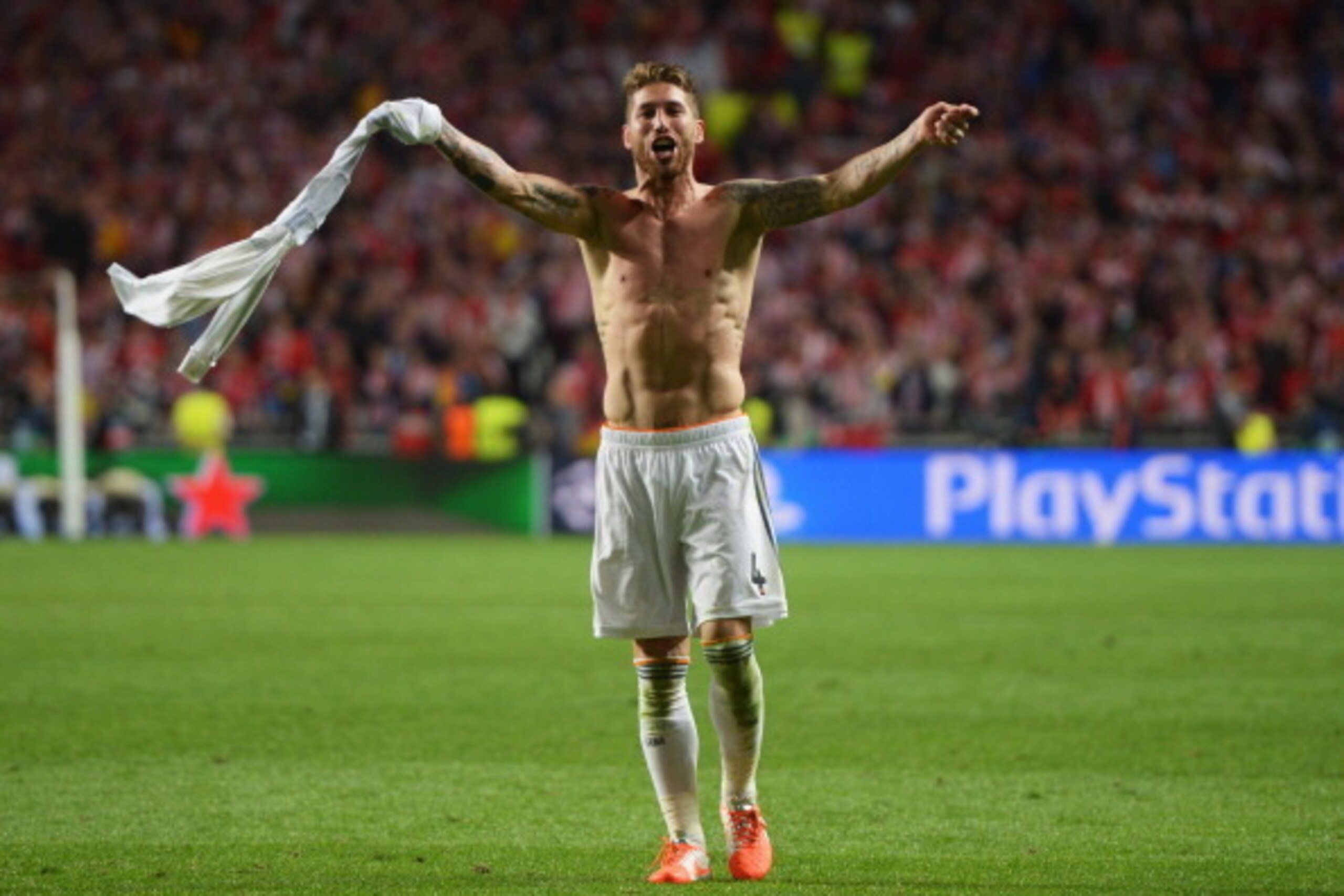 LISBON, PORTUGAL - MAY 24:  Sergio Ramos of Real Madrid celebrates victory after the UEFA Champions League Final between Real Madrid and Atletico de Madrid at Estadio da Luz on May 24, 2014 in Lisbon, Portugal.  (Photo by Michael Regan/Getty Images)