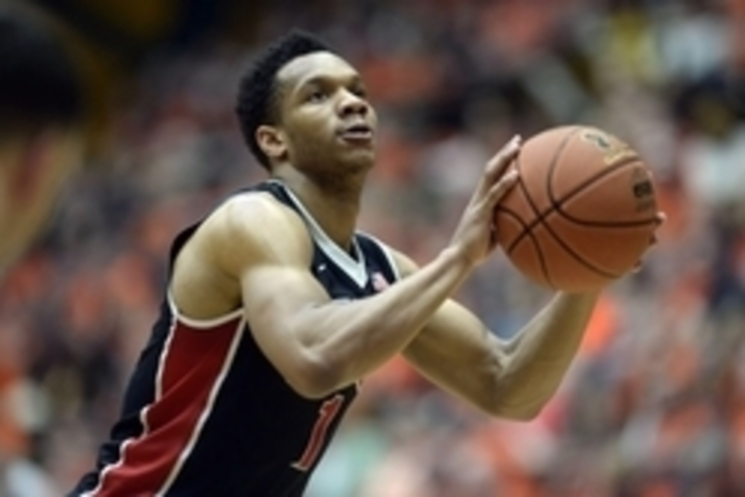Feb 7, 2015; Fort Collins, CO, USA; UNLV Rebels guard Rashad Vaughn (1) attempts a free throw in second half against the Colorado State Rams at Moby Arena. The Rams defeated the Rebels 83-82. Mandatory Credit: Ron Chenoy-USA TODAY Sports