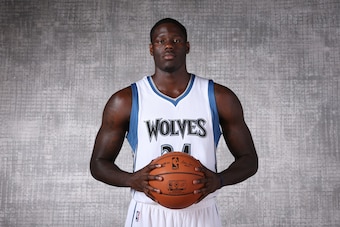 MINNEAPOLIS, MN - SEPTEMBER 29:  Anthony Bennett #24 of the Minnesota Timberwolves poses for a portrait during 2014 NBA Media Day on September 29, 2014 at the Minnesota Timberwolves and Lynx LifeTime Fitness Training Center at Target Center in Minneapolis