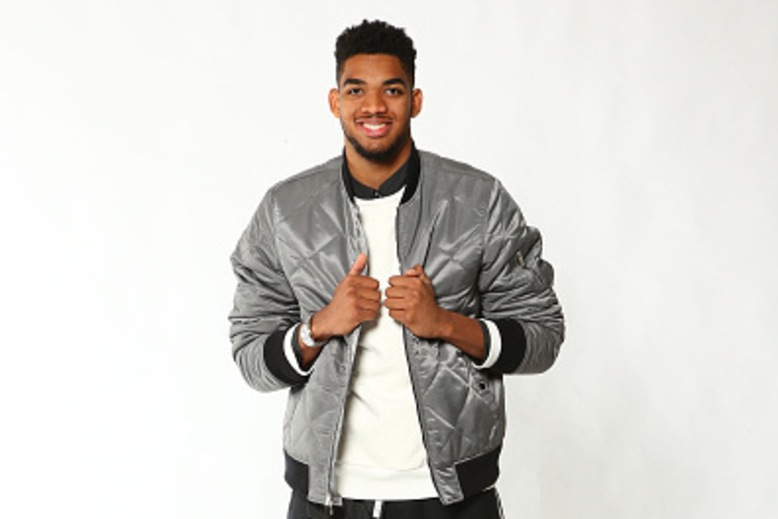 NEW YORK - JUNE 24: NBA Draft Prospect, Karl Anthony Towns poses for portraits during media availability and circuit as part of the 2015 NBA Draft on June 24, 2015 at the Westin Times Square in New York City. NOTE TO USER: User expressly acknowledges and