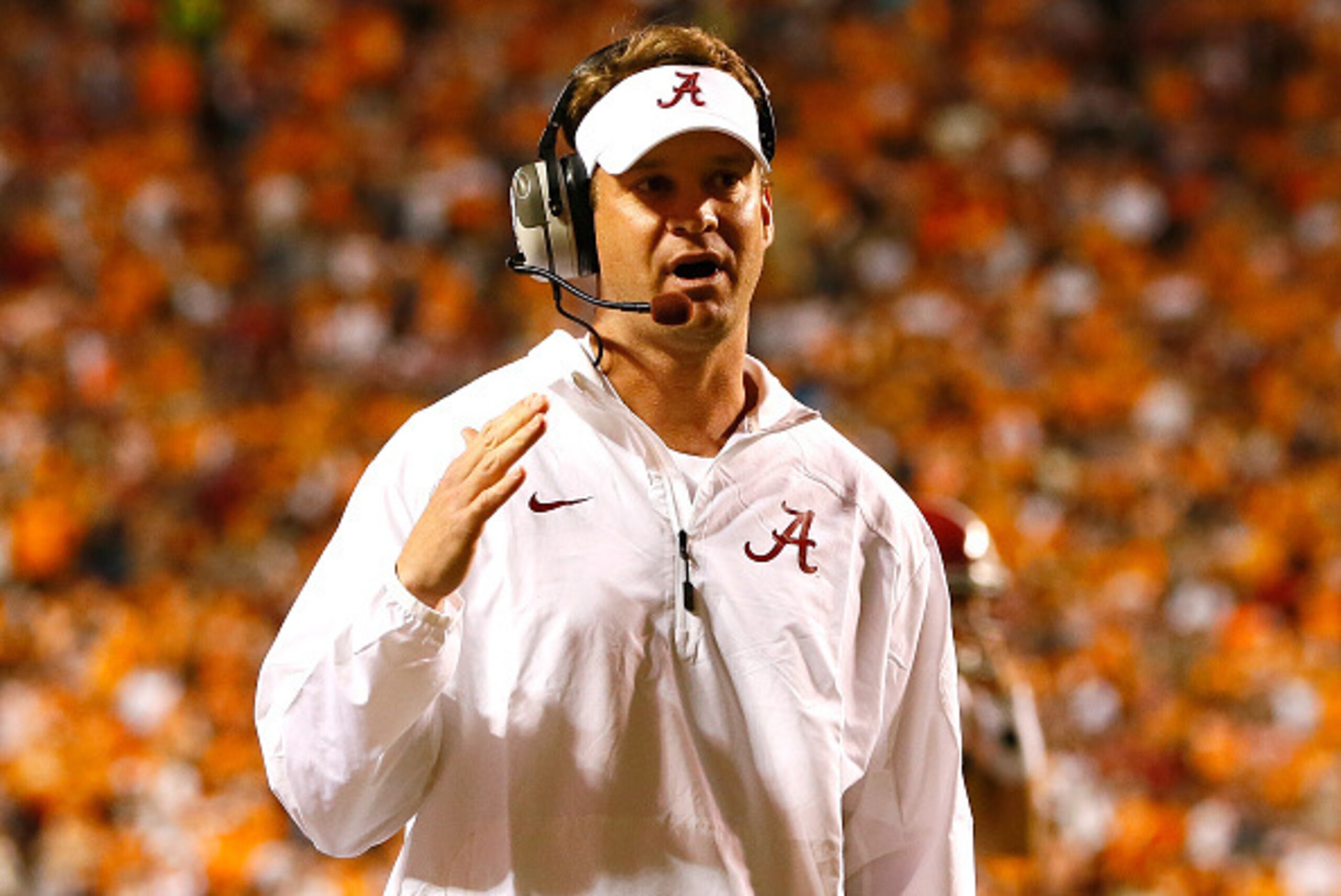 KNOXVILLE, TN - OCTOBER 25:  Offensive coordinator Lane Kiffin of the Alabama Crimson Tide against the Tennessee Volunteers at Neyland Stadium on October 25, 2014 in Knoxville, Tennessee.  (Photo by Kevin C. Cox/Getty Images)