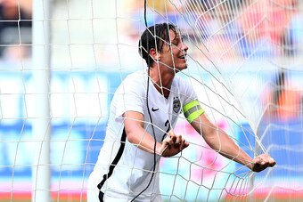 HARRISON, NJ - MAY 30:  Abby Wambach #20 of United States reacts after missing a shot in the first half against South Korea during their international friendly match at Red Bull Arena on May 30, 2015 in Harrison, New Jersey.  (Photo by Elsa/Getty Images)