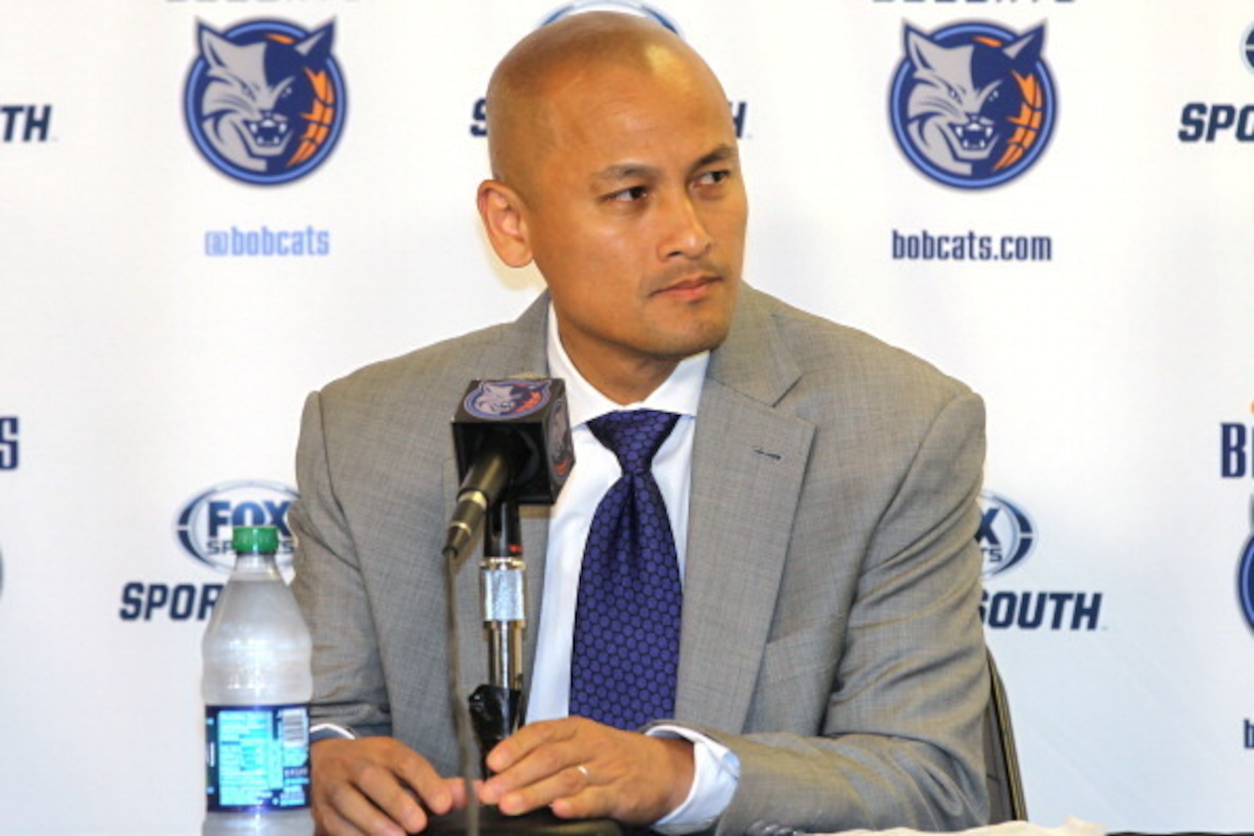 CHARLOTTE, NC - MAY 21:  General Manager of the Charlotte Bobcats Rich Cho answers questions about hiring Steve Clifford at the Time Warner Cable Arena on May 29, 2013 in Charlotte, North Carolina.  NOTE TO USER: User expressly acknowledges and agrees tha