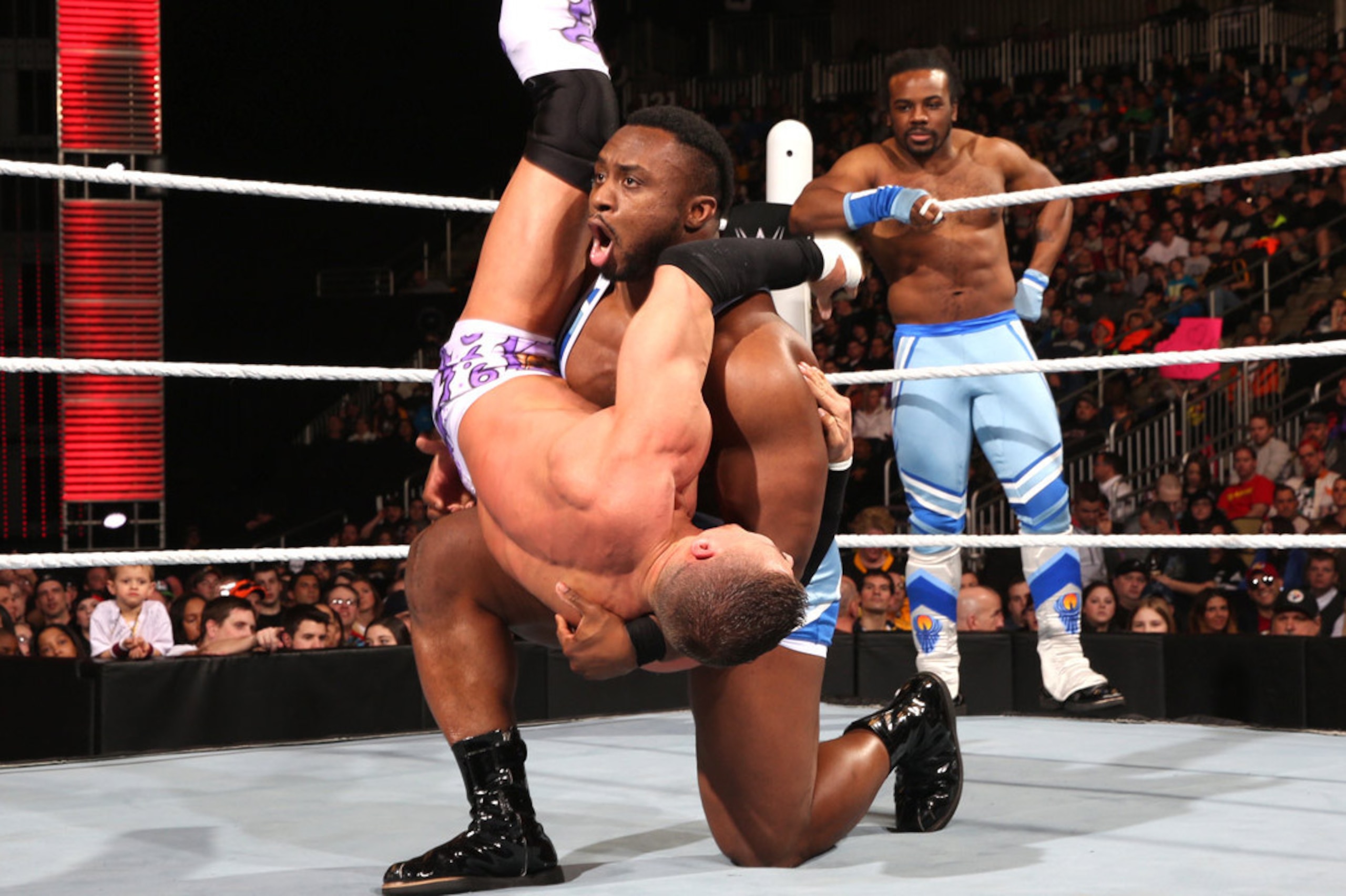 Big E battles Tyson Kidd.