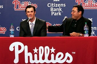 Cole Hamels and Ruben Amaro were all smiles three years ago when they announced Hamels' contract extension.