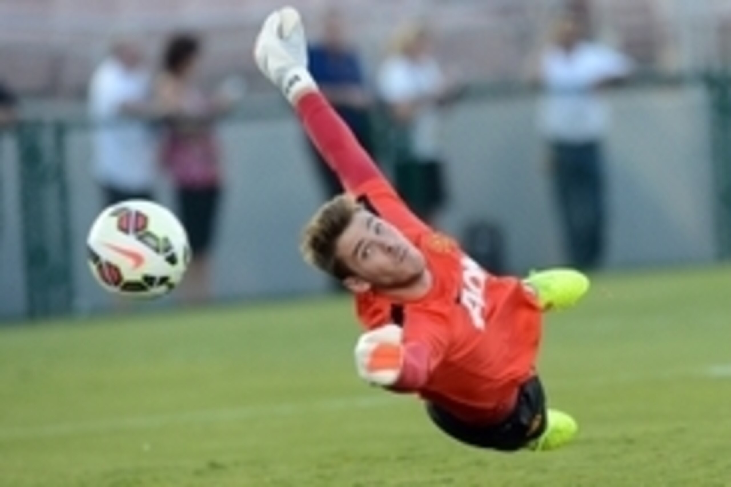 Jul 22, 2014; Pasadena, CA, USA; Manchester United goalkeeper David De Gea (1) during team practice before the game on July 23 against the Los Angeles Galaxy at the Rose Bowl. Mandatory Credit: Jayne Kamin-Oncea-USA TODAY Sports